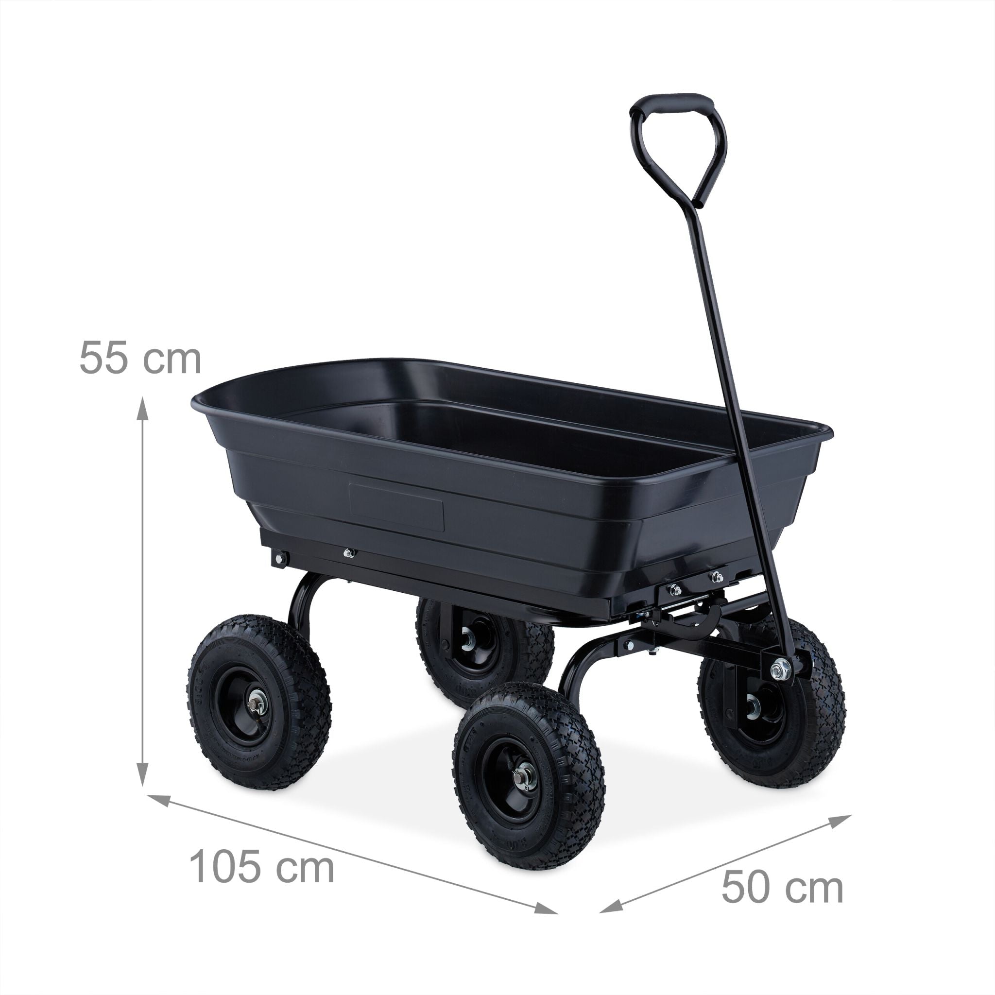 Gartenwagen mit Kippfunktion Schwarz von Relaxdays