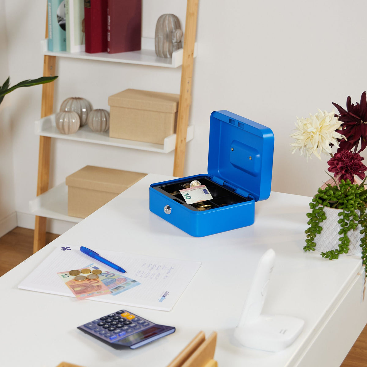 Abschliessbare Geldkassette Blau-Silber von Relaxdays