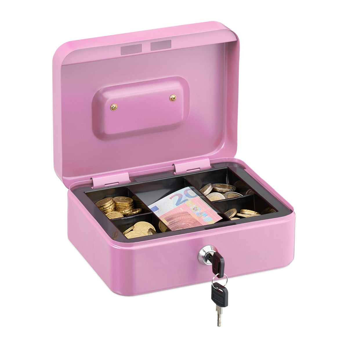 Abschliessbare Geldkassette Rosa-Silber von Relaxdays
