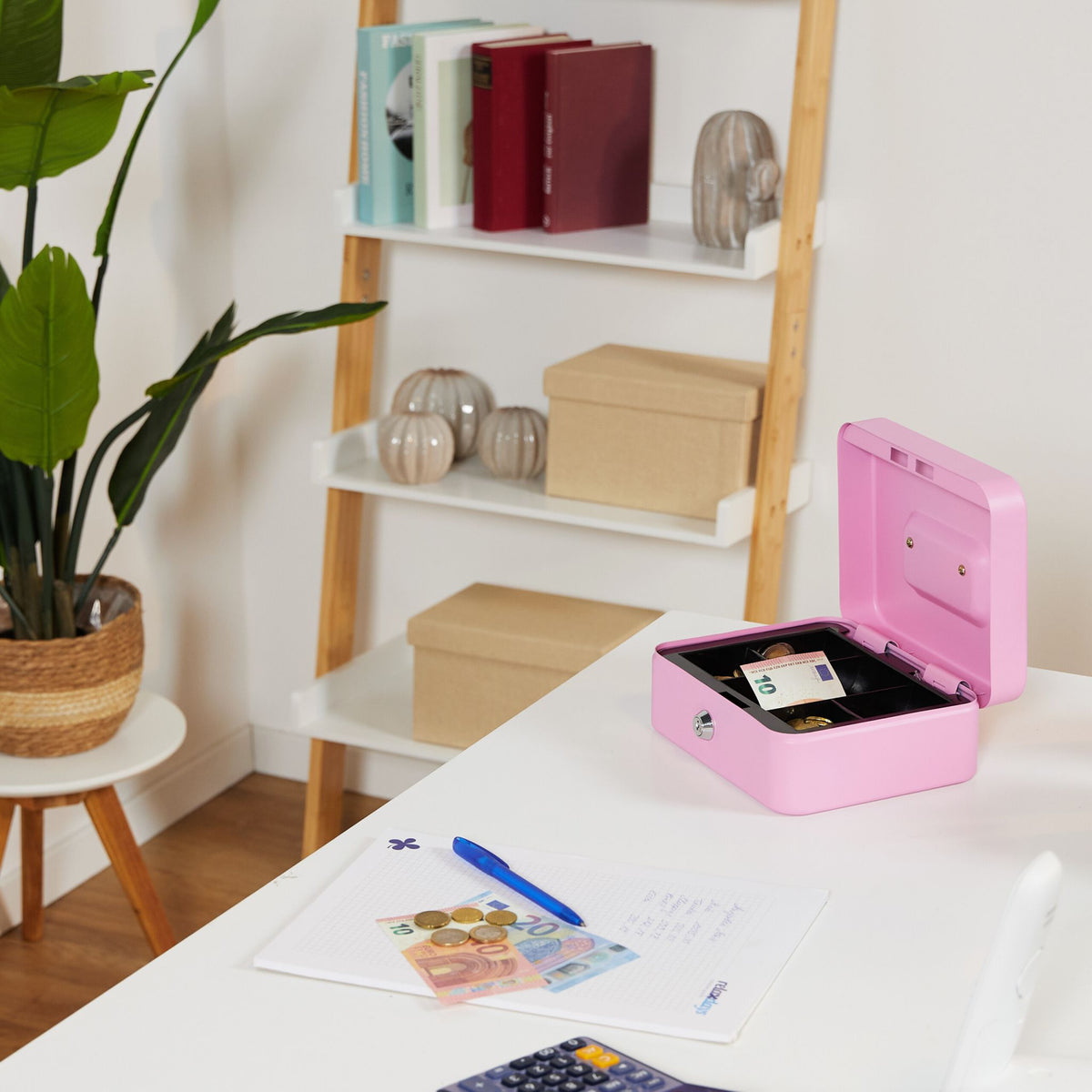 Abschliessbare Geldkassette Rosa-Silber von Relaxdays