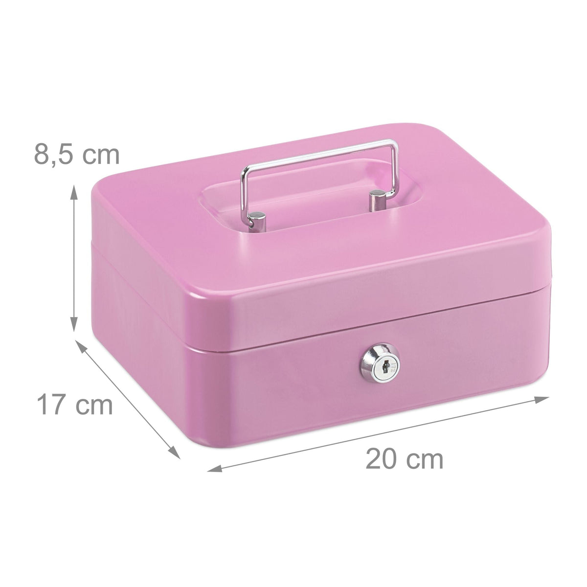 Abschliessbare Geldkassette Rosa-Silber von Relaxdays