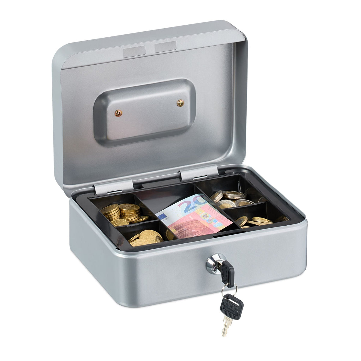 Abschliessbare Geldkassette Silber von Relaxdays