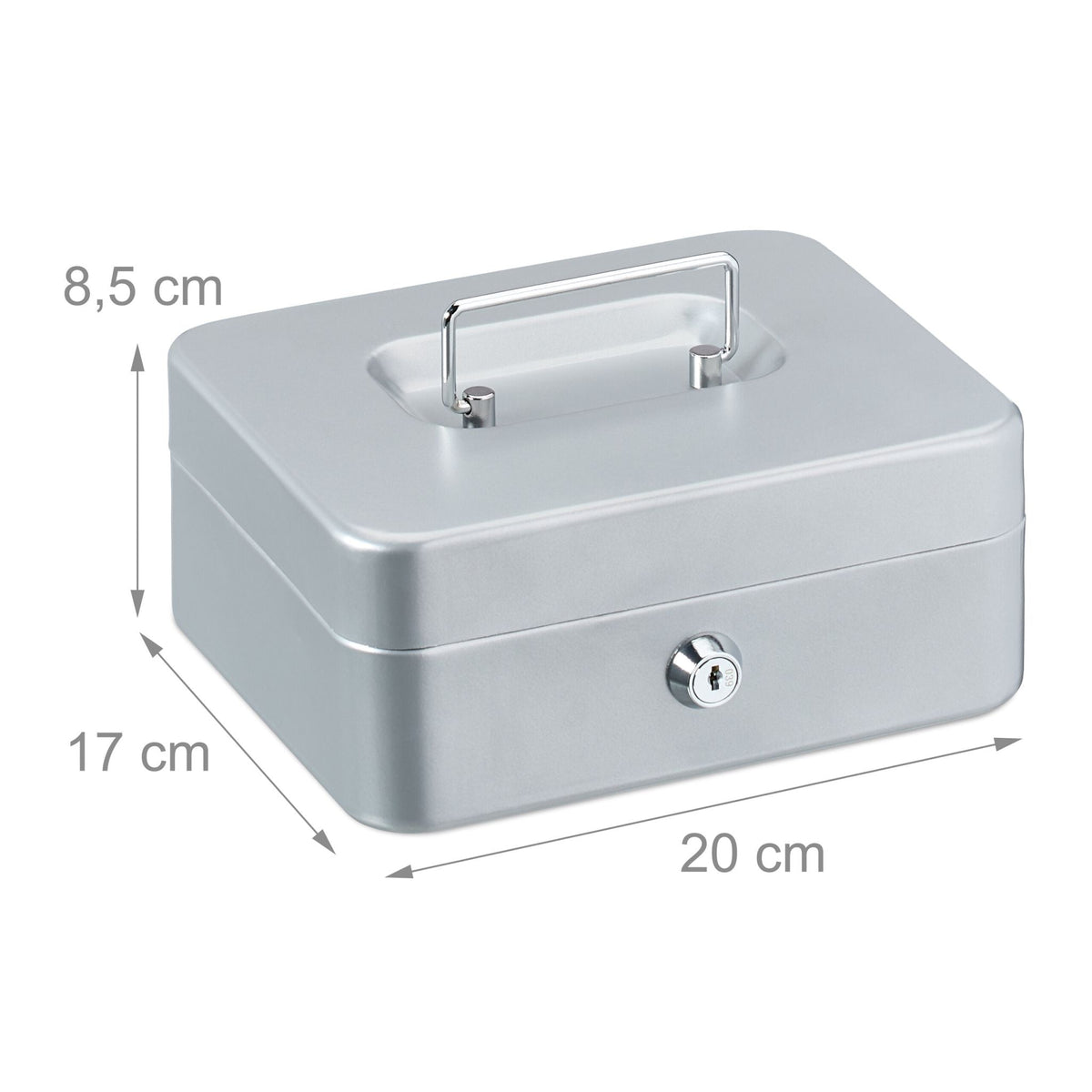Abschliessbare Geldkassette Silber von Relaxdays