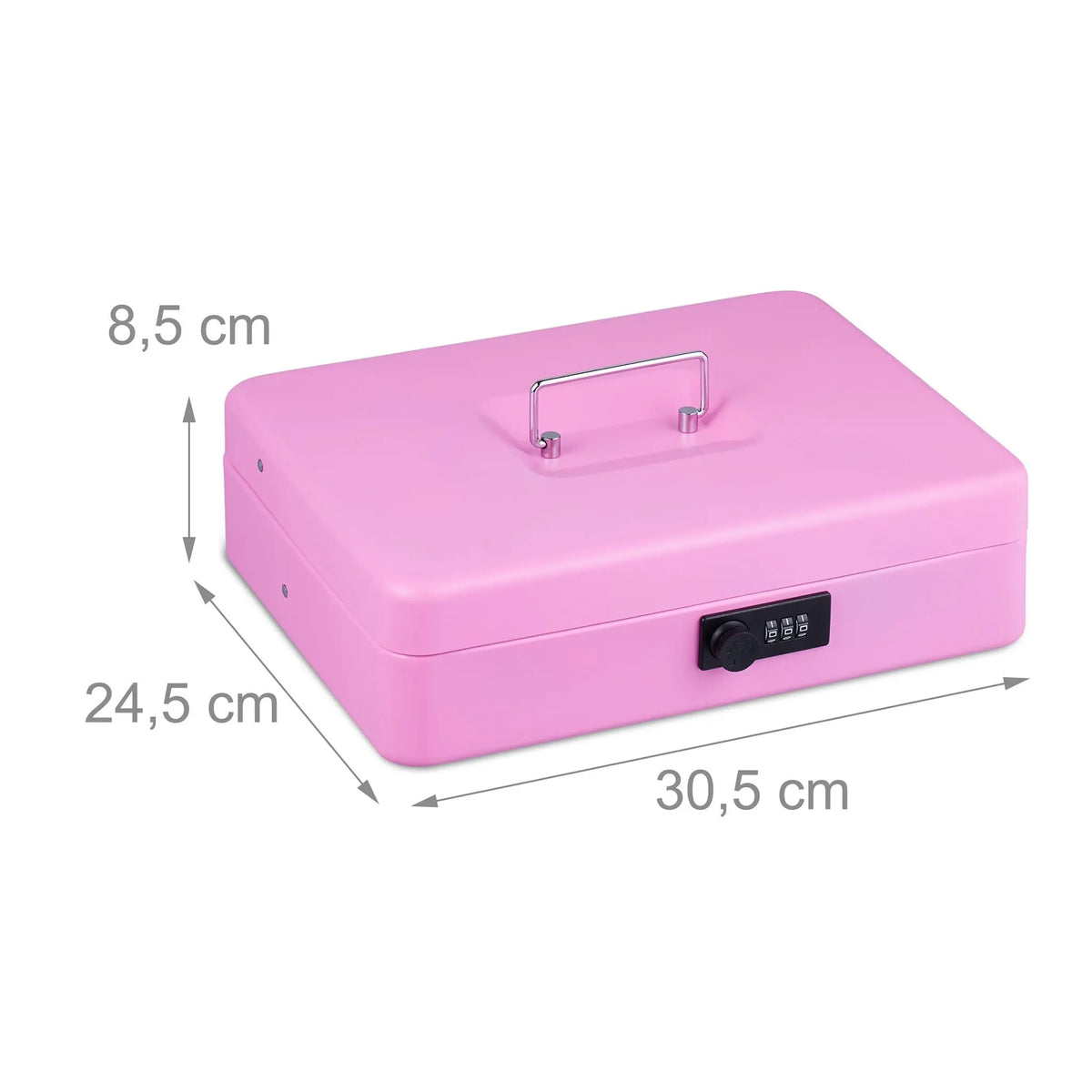 Geldkassette mit Zahlenkombination Rosa-Schwarz-Silber von Relaxdays