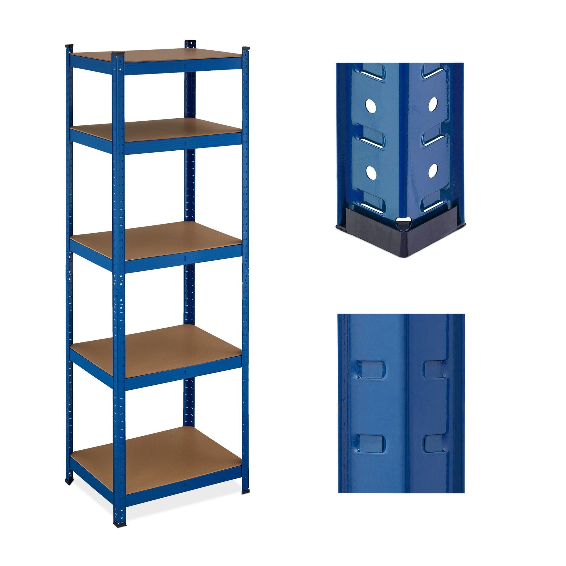 Schwerlastregal mit 5 Ebenen Blau-Hellbraun von Relaxdays