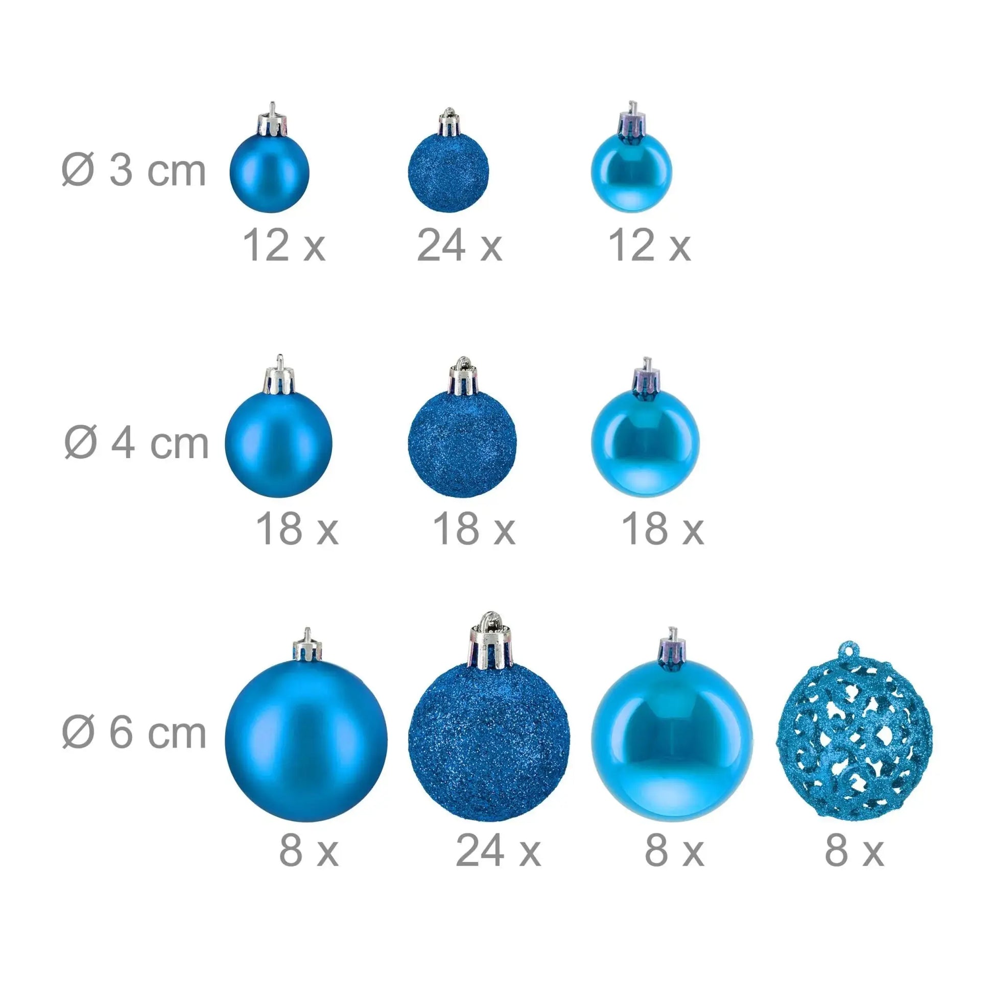 Weihnachtskugeln im 150er-Set Türkis-Silber von Relaxdays