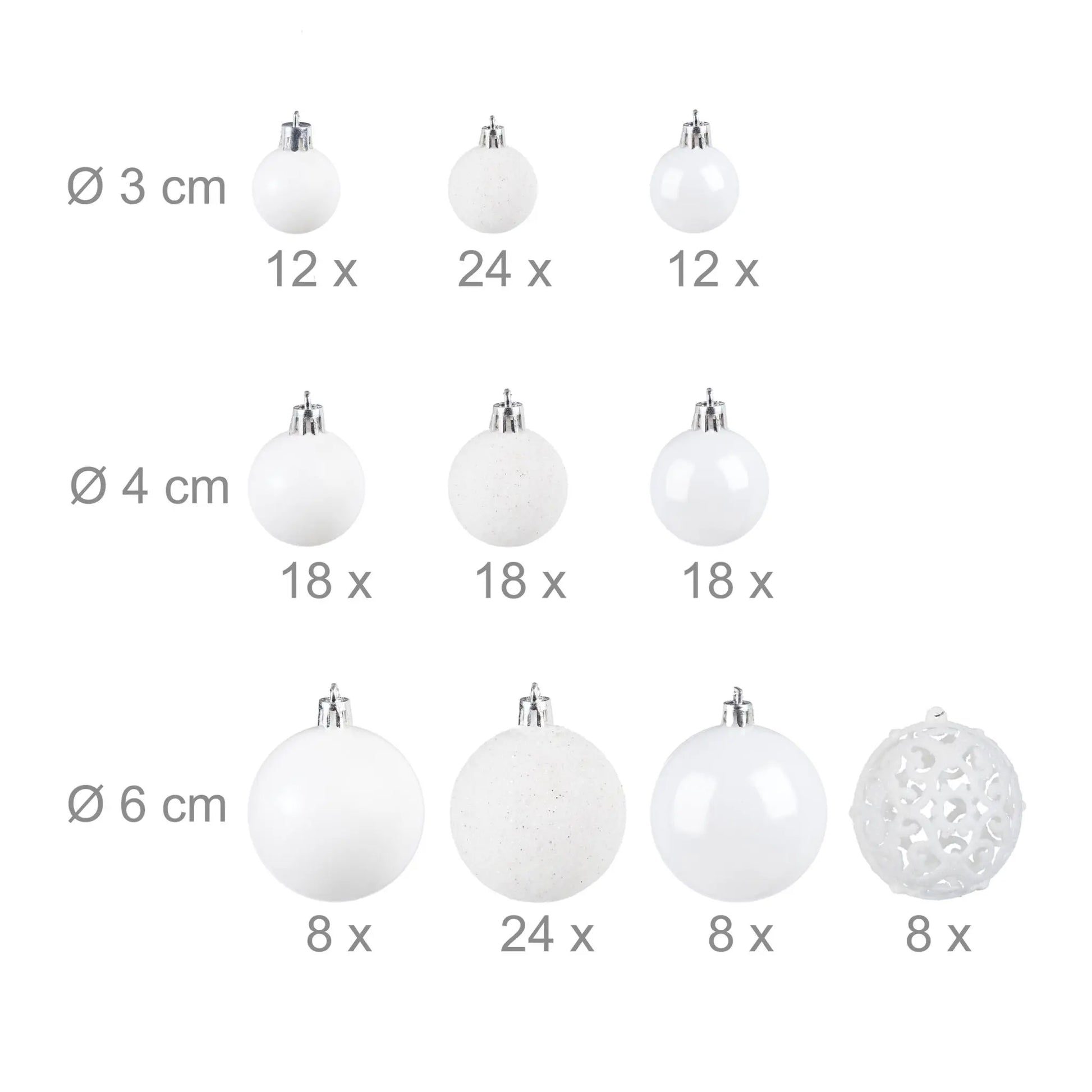 Weihnachtskugeln im 150er-Set Weiss-Silber von Relaxdays