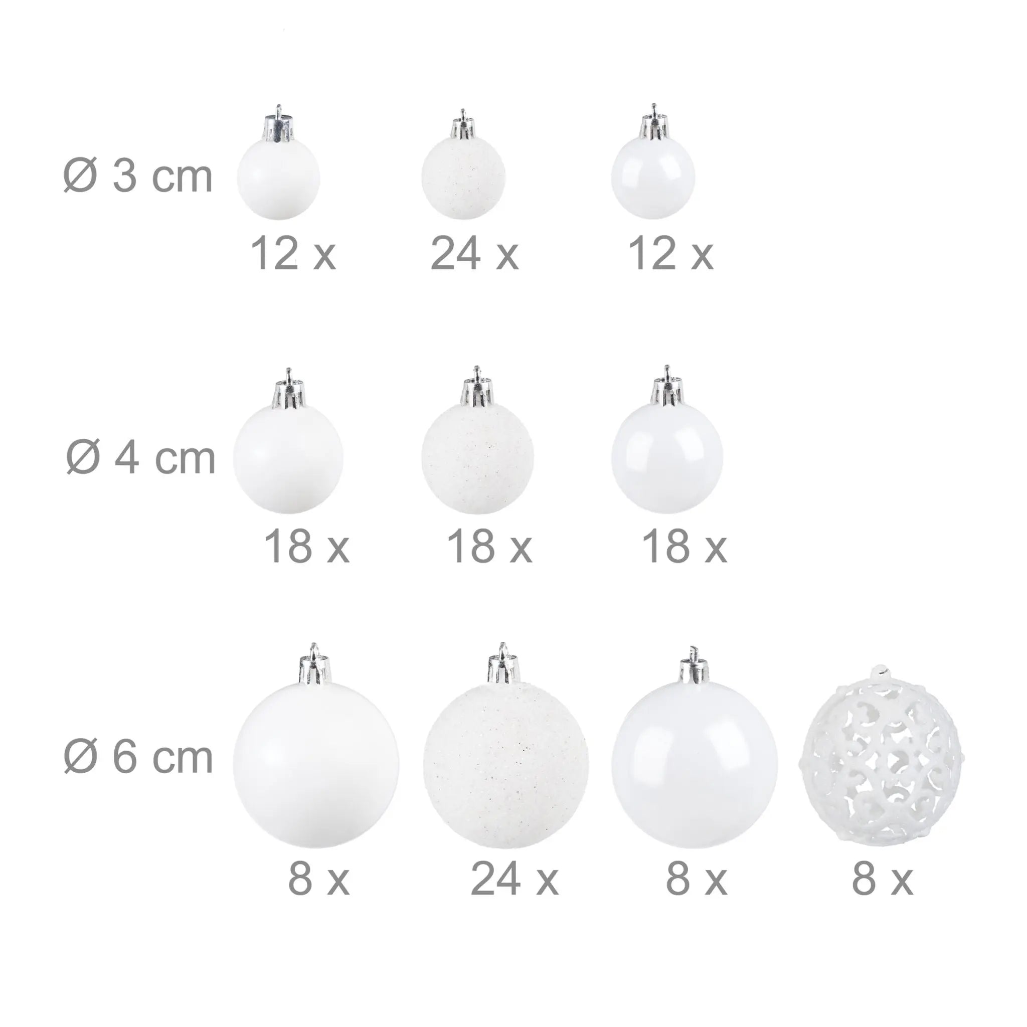 Weihnachtskugeln im 150er-Set Weiss-Silber von Relaxdays
