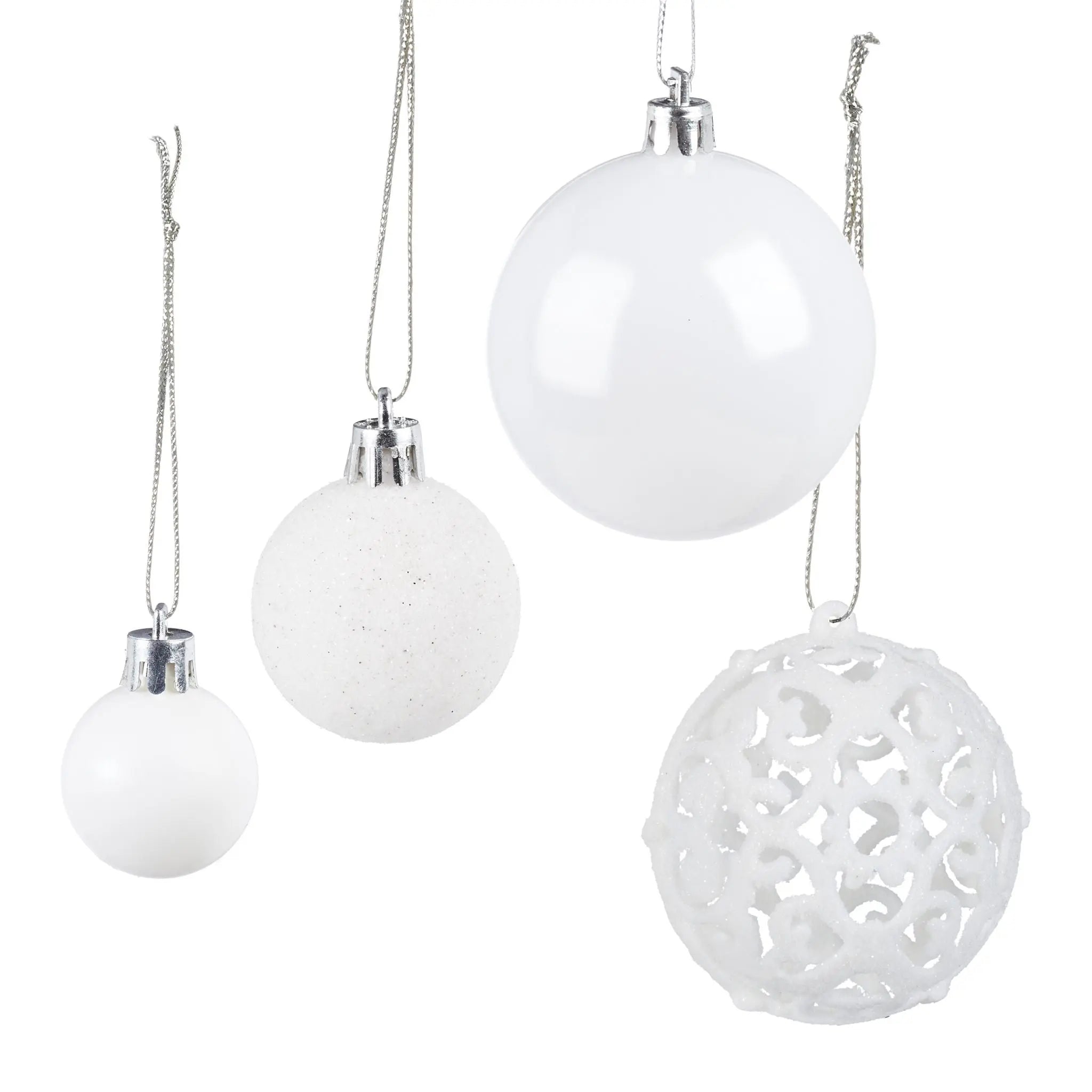 Weihnachtskugeln im 150er-Set Weiss-Silber von Relaxdays