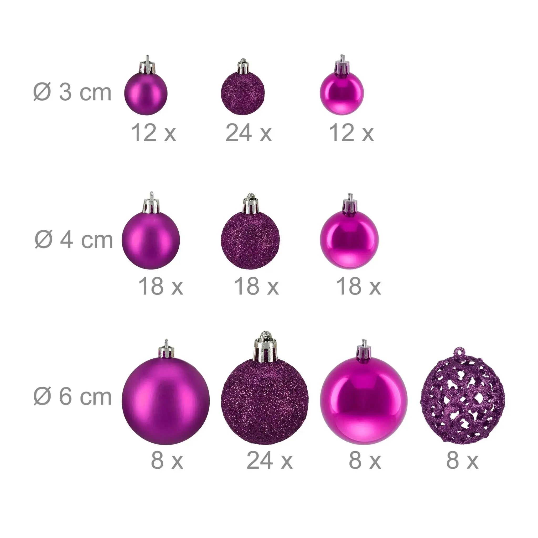 Weihnachtskugeln im 150er-Set Pink-Silber von Relaxdays