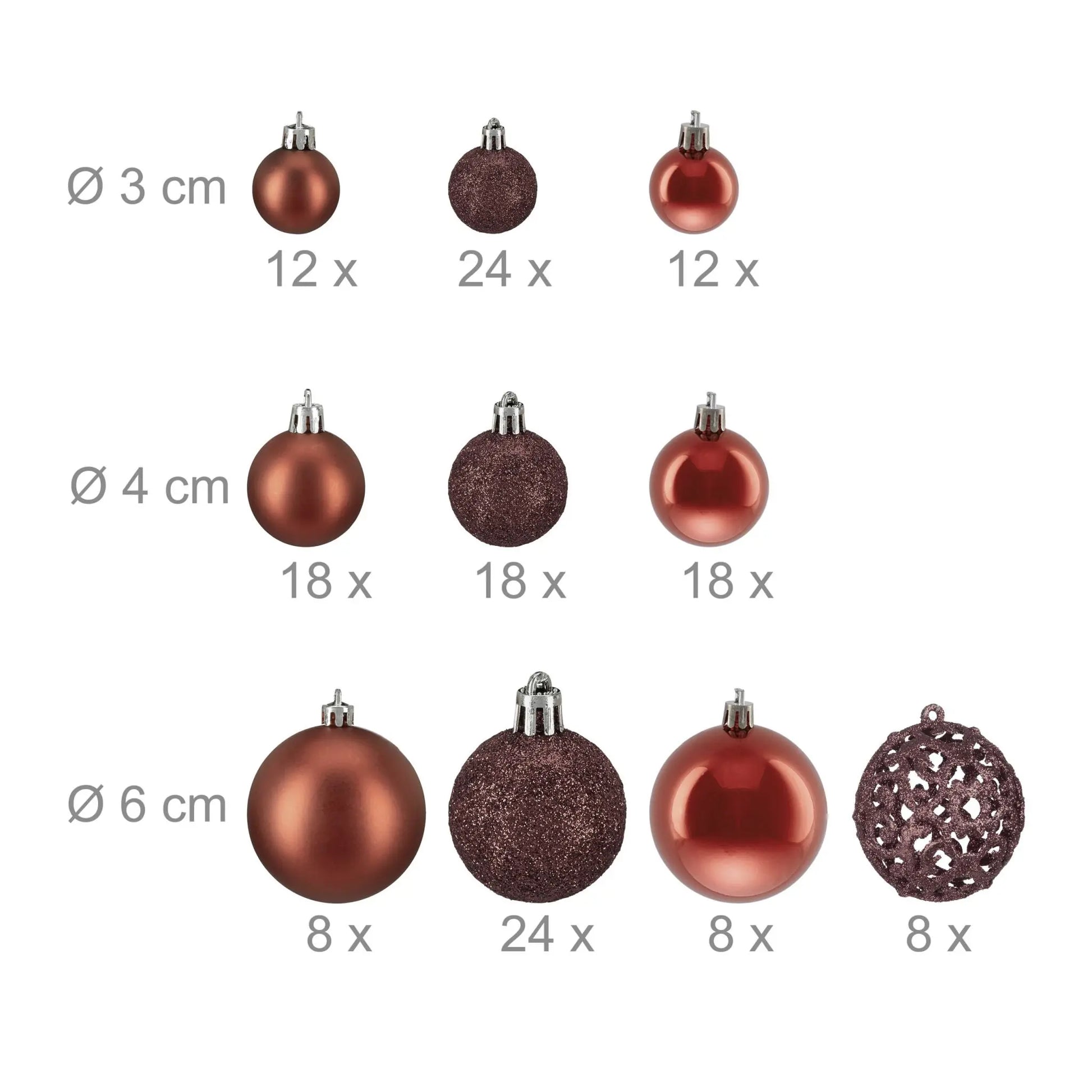 Weihnachtskugeln im 150er-Set Braun-Silber von Relaxdays