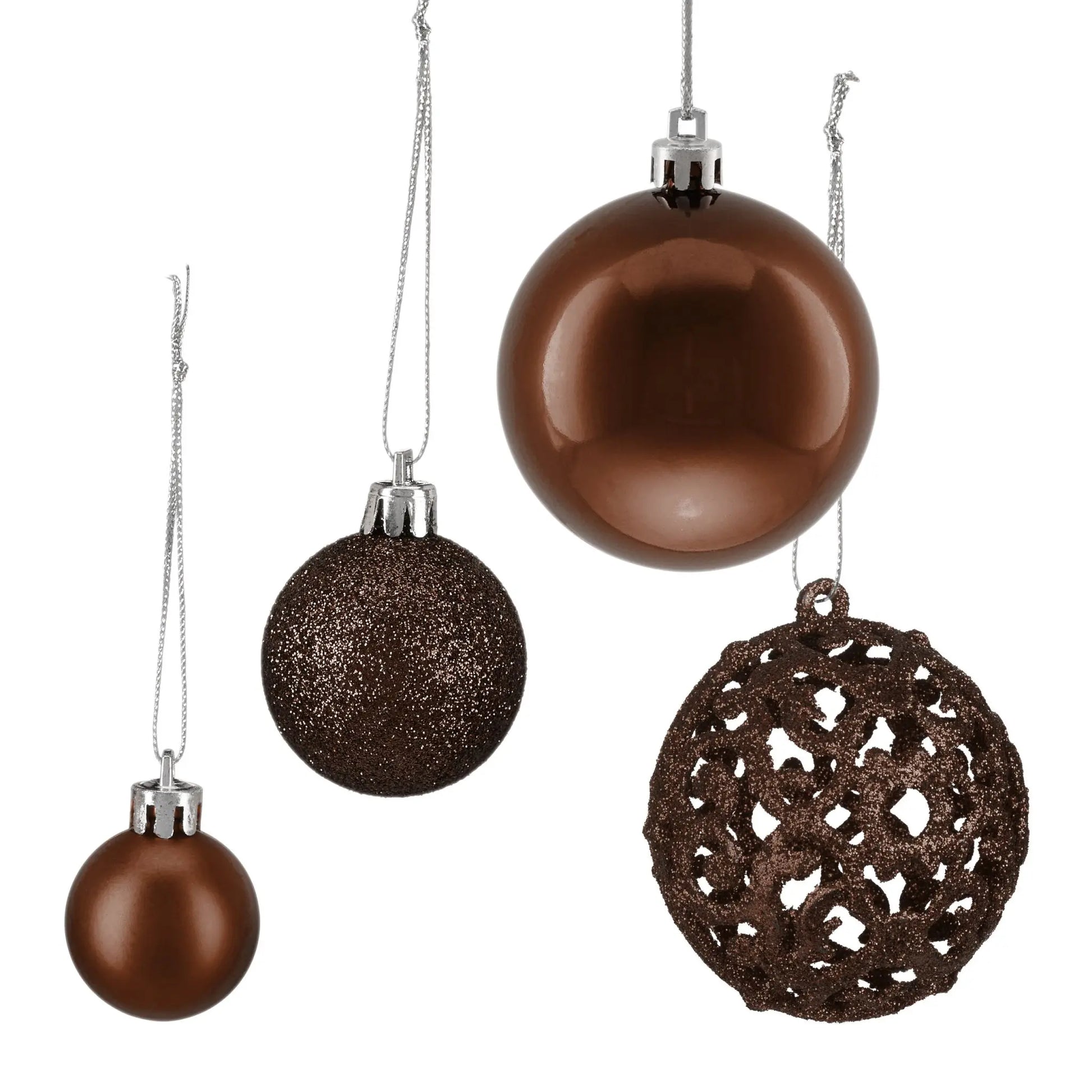 Weihnachtskugeln im 150er-Set Braun-Silber von Relaxdays
