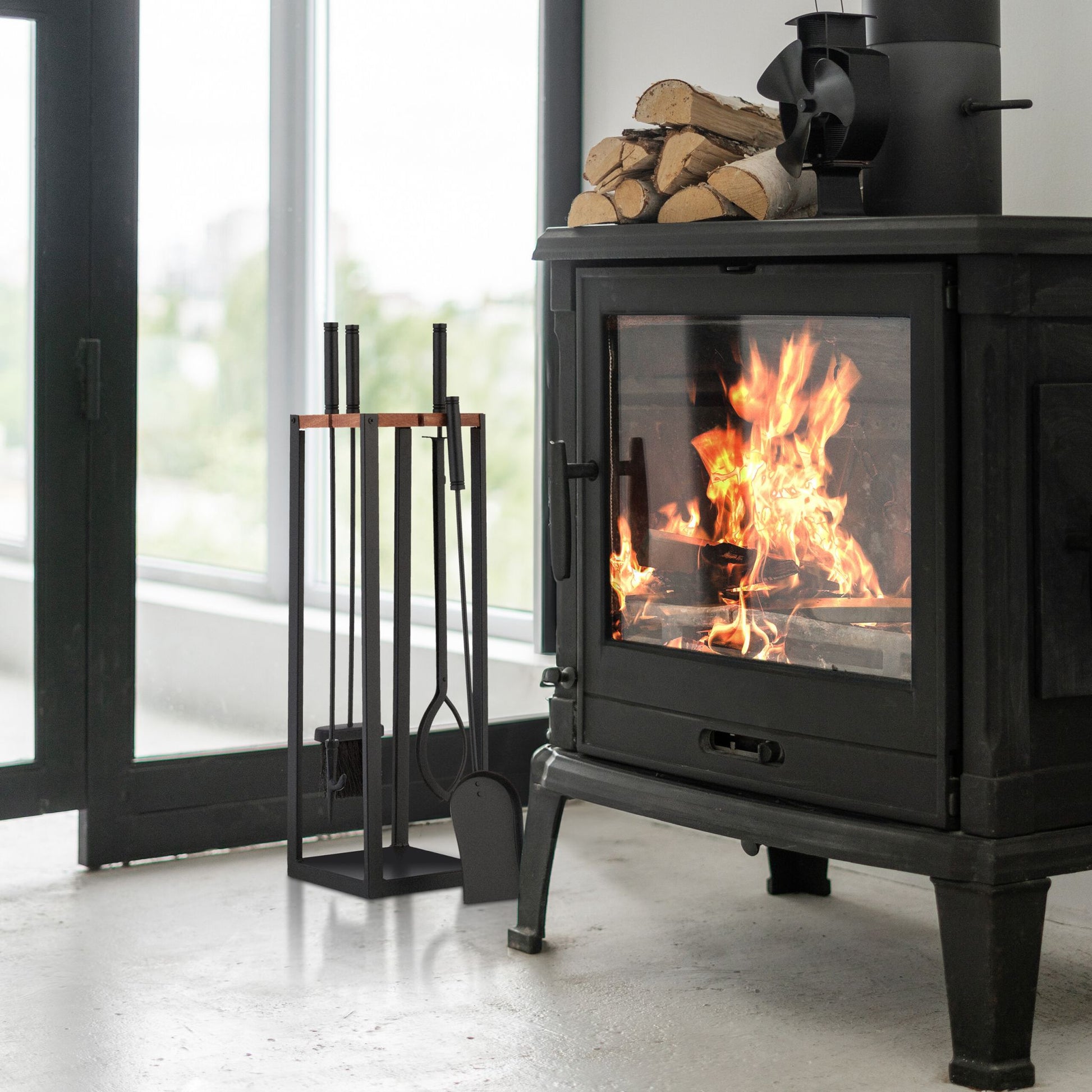 Kaminbesteck 5tlg. Braun-Schwarz von Relaxdays