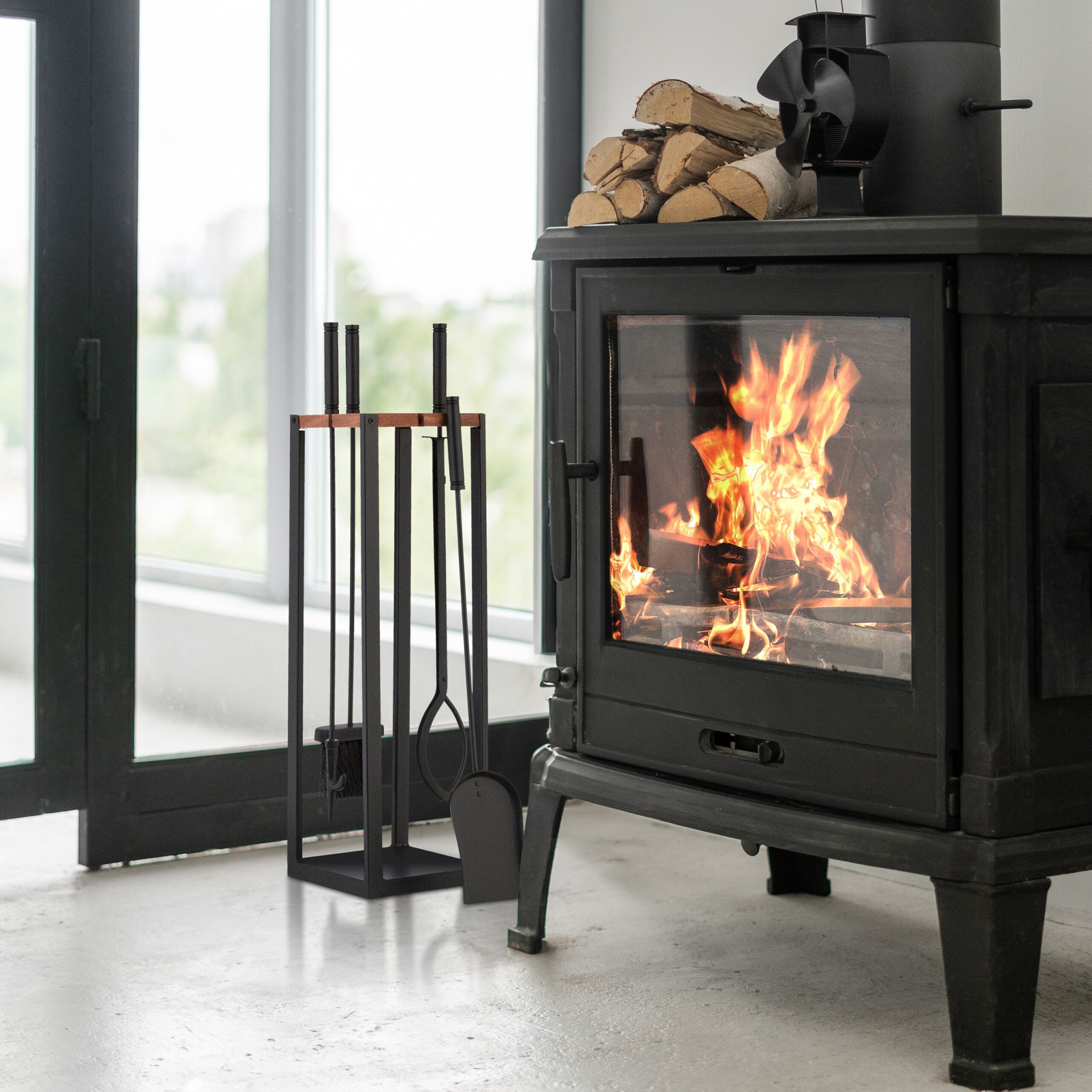 Kaminbesteck 5tlg. Braun-Schwarz von Relaxdays