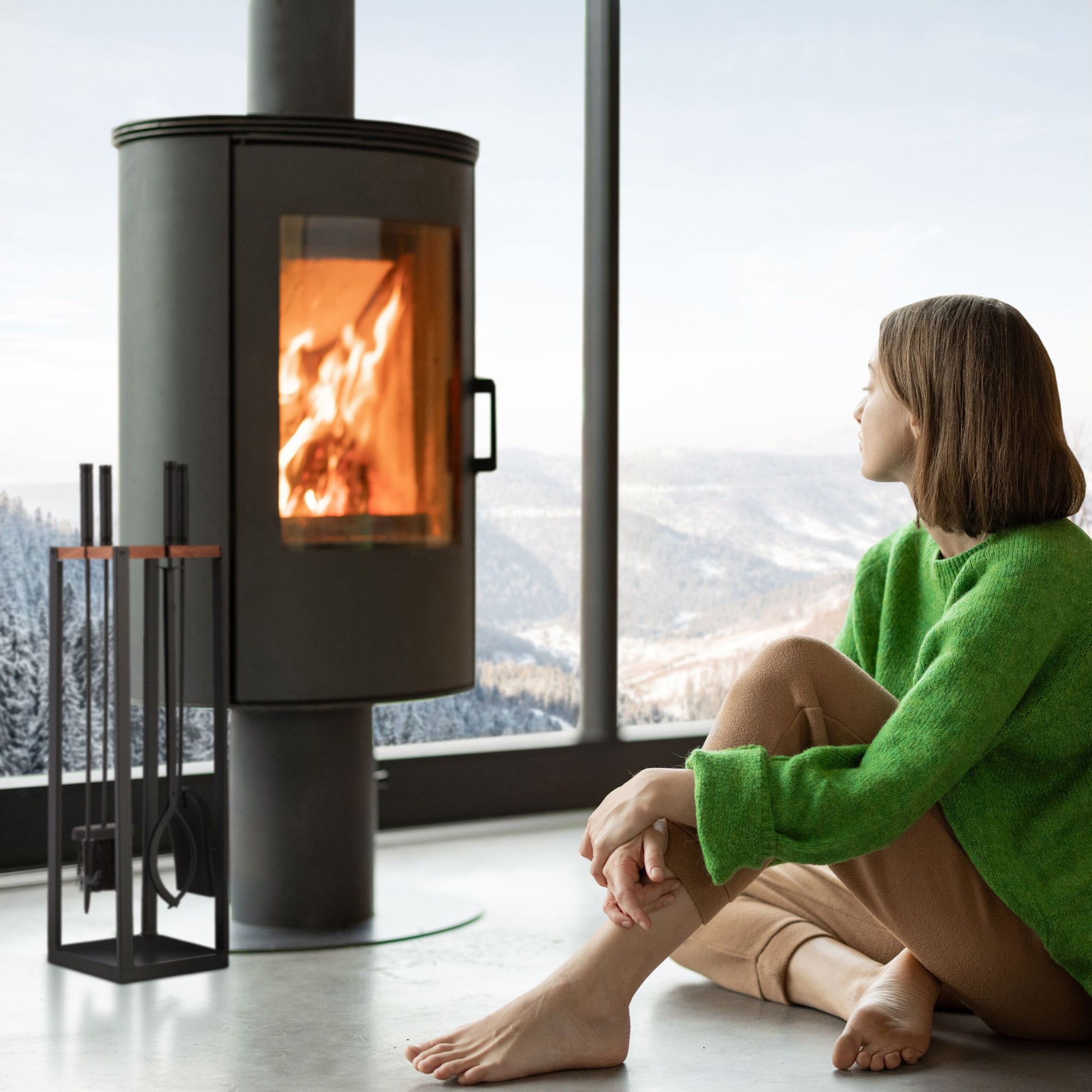 Kaminbesteck 5tlg. Braun-Schwarz von Relaxdays