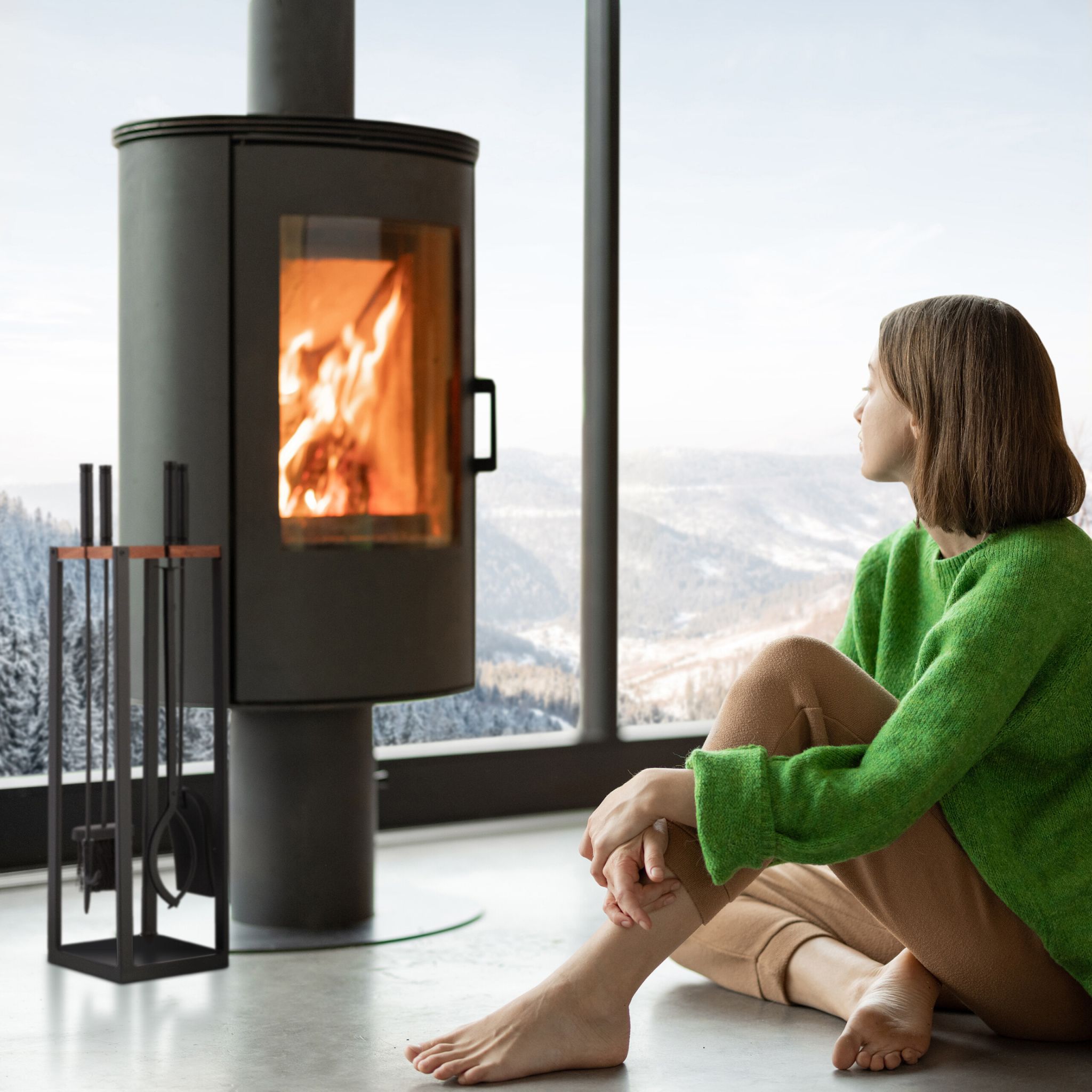 Kaminbesteck 5tlg. Braun-Schwarz von Relaxdays