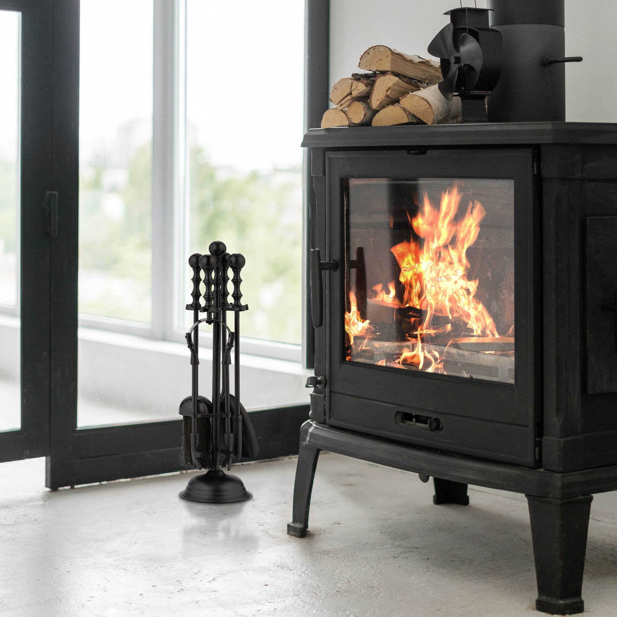 Kaminbesteck 5tlg. Schwarz von Relaxdays