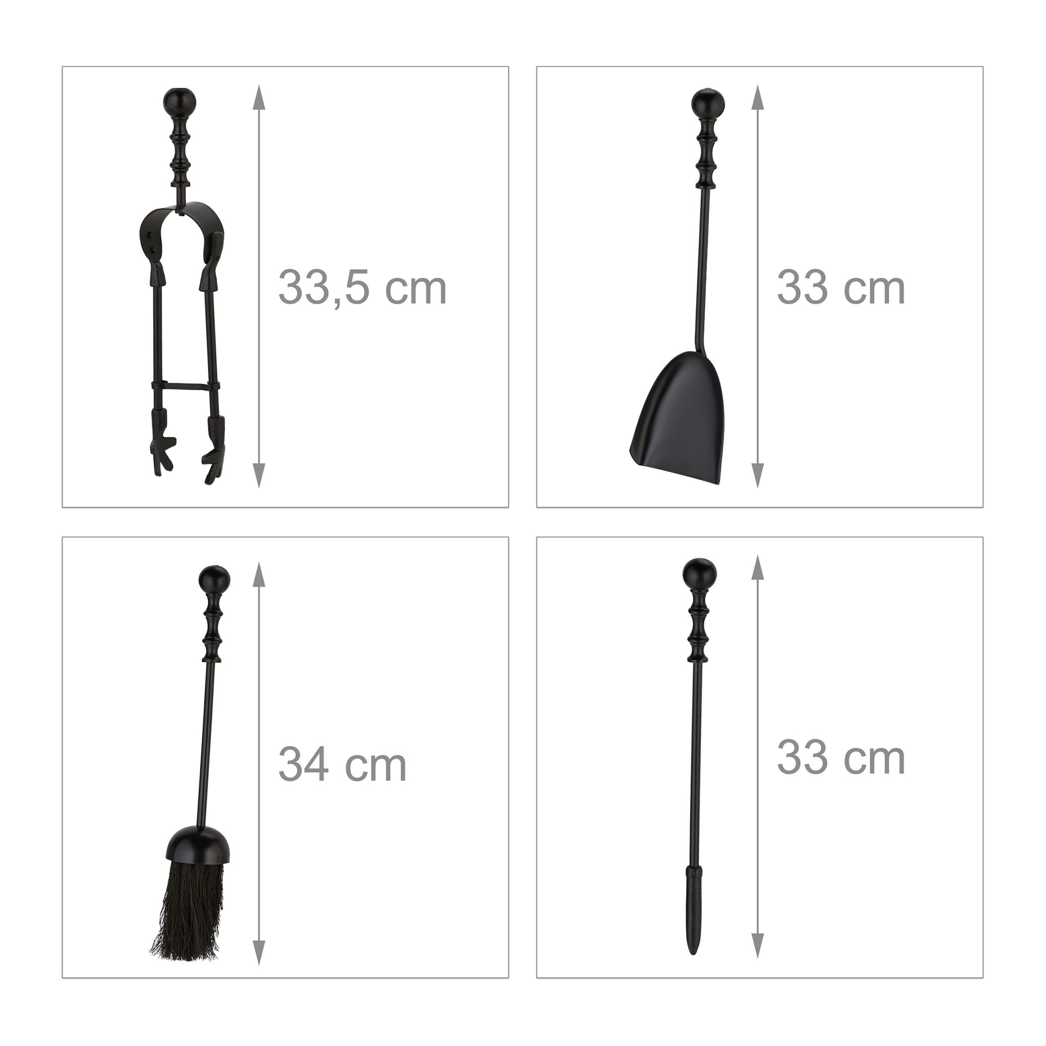 Kaminbesteck 5tlg. Schwarz von Relaxdays