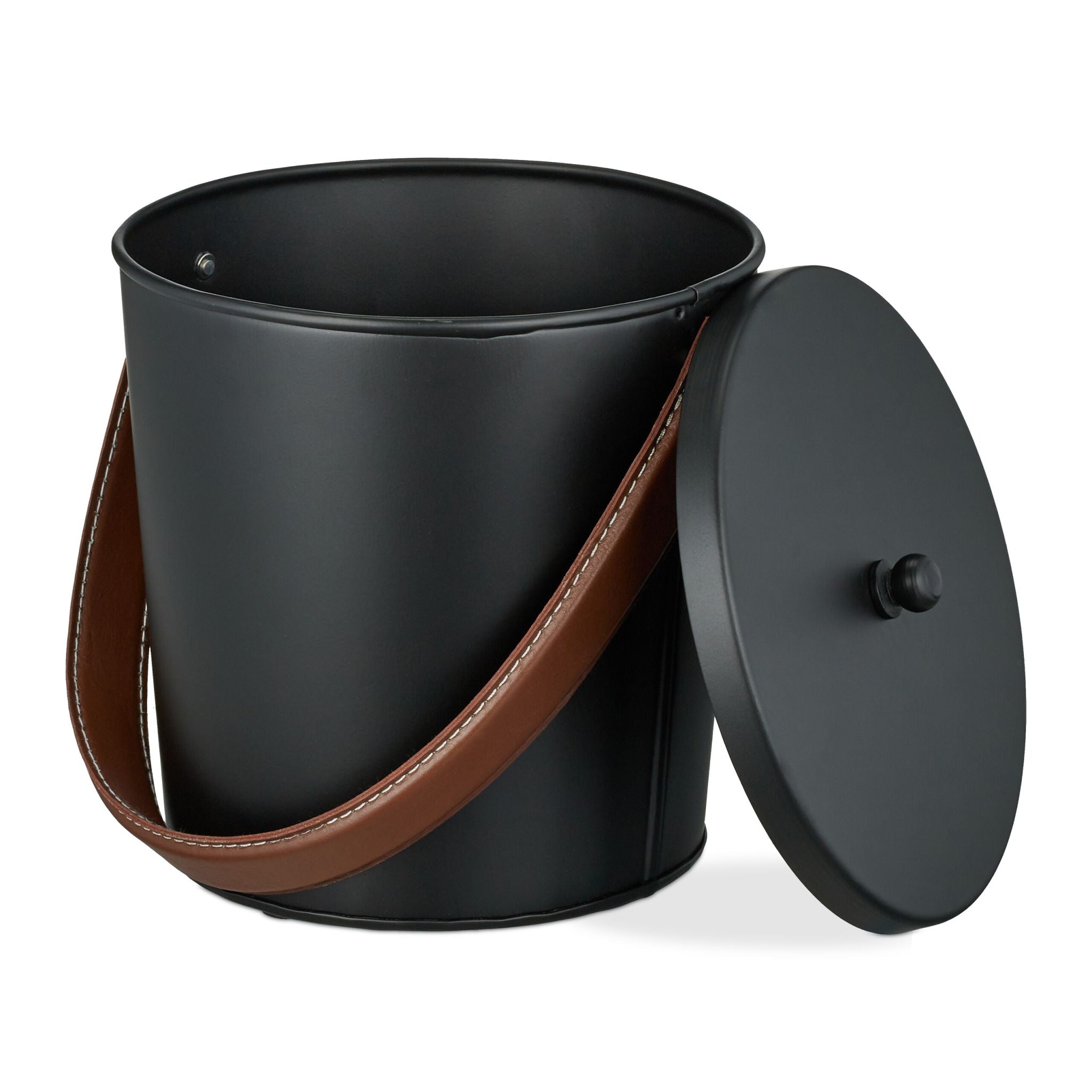 Ascheeimer mit Deckel 4,5L Braun-Schwarz von Relaxdays