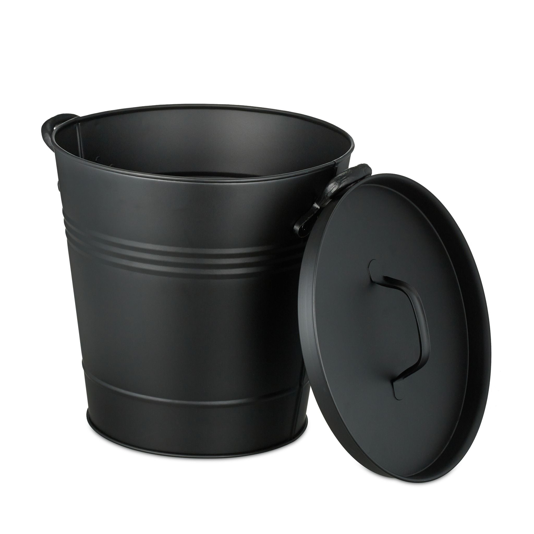Ascheeimer mit Deckel 19L Schwarz von Relaxdays