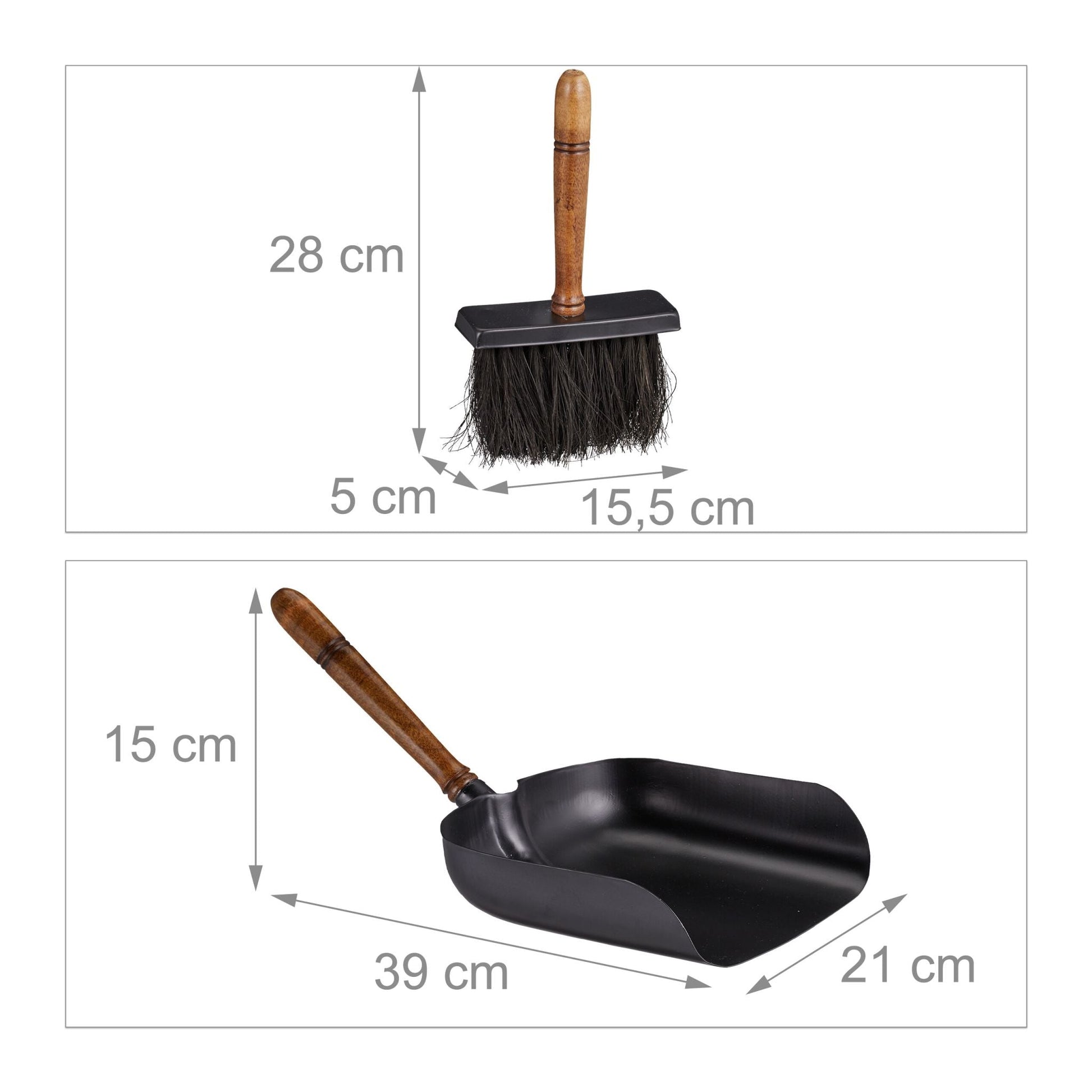 Kehrgarnitur für den Kamin Braun-Schwarz von Relaxdays