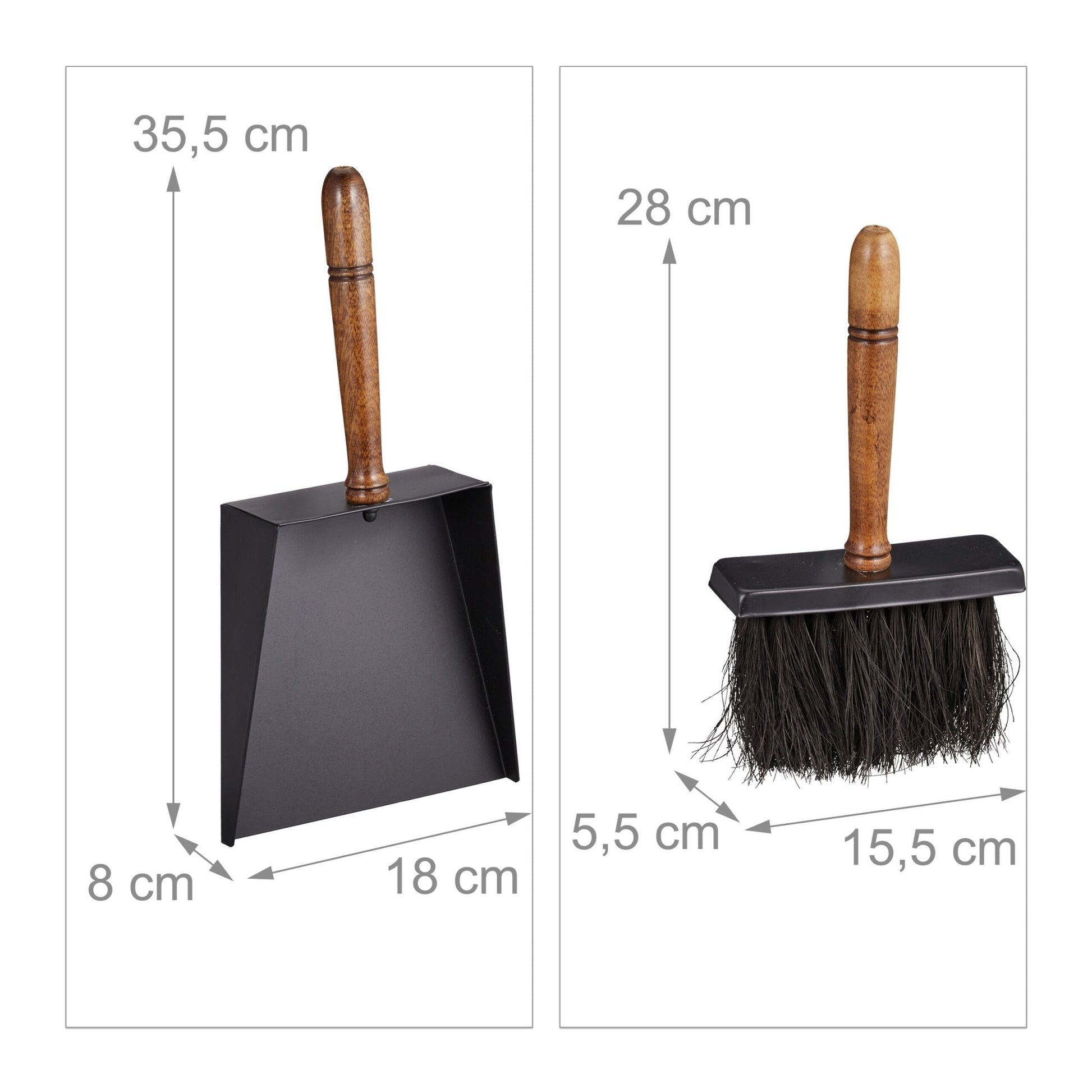 Kehrgarnitur für den Kamin Braun-Schwarz von Relaxdays