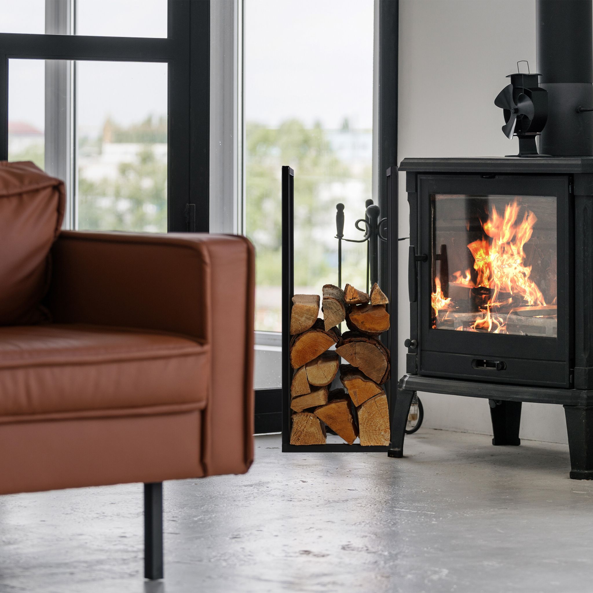 Kaminholzregal Metall Schwarz von Relaxdays