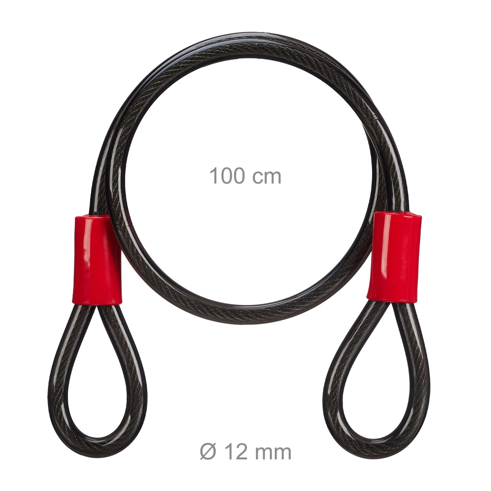 Schlaufenkabel 12 mm Rot-Schwarz von Relaxdays