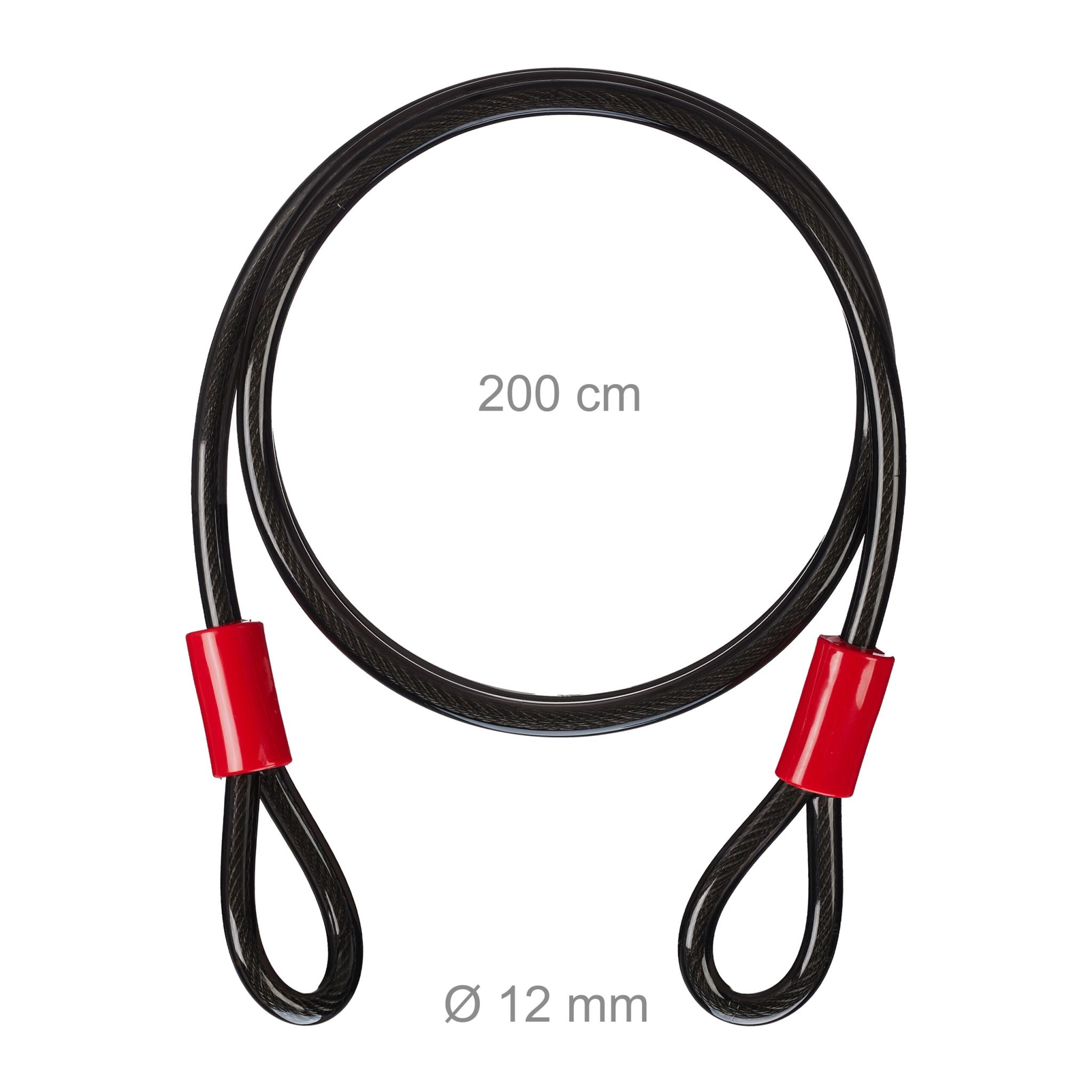 Schlaufenkabel 12 mm Rot-Schwarz von Relaxdays