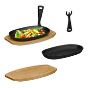 Servierpfanne Holzuntersetzer 2er-Set Hellbraun-Schwarz von Relaxdays