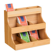 Tee Organizer 9 Fächer Bambus Hellbraun von Relaxdays