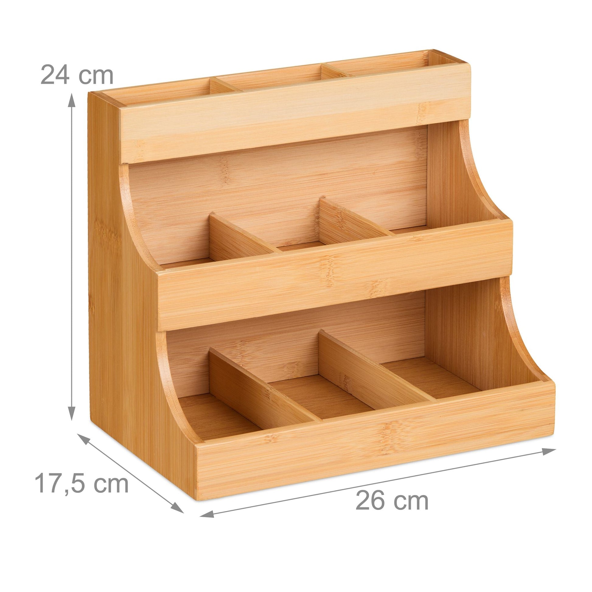 Tee Organizer 9 Fächer Bambus Hellbraun von Relaxdays