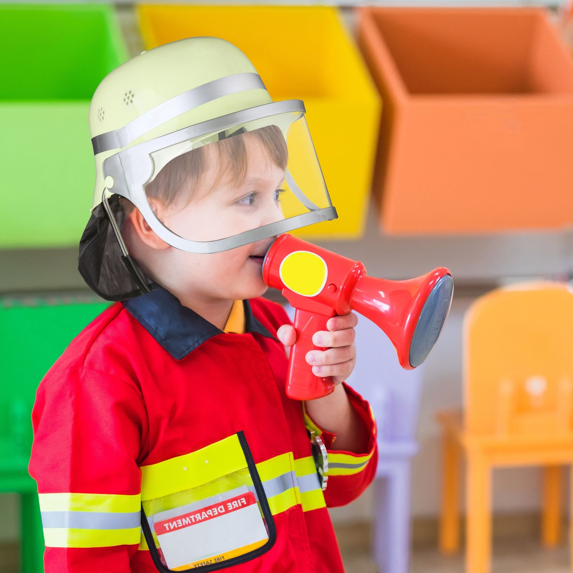 Feuerwehrhelm für Kinder Gelb-Schwarz-Silber von Relaxdays
