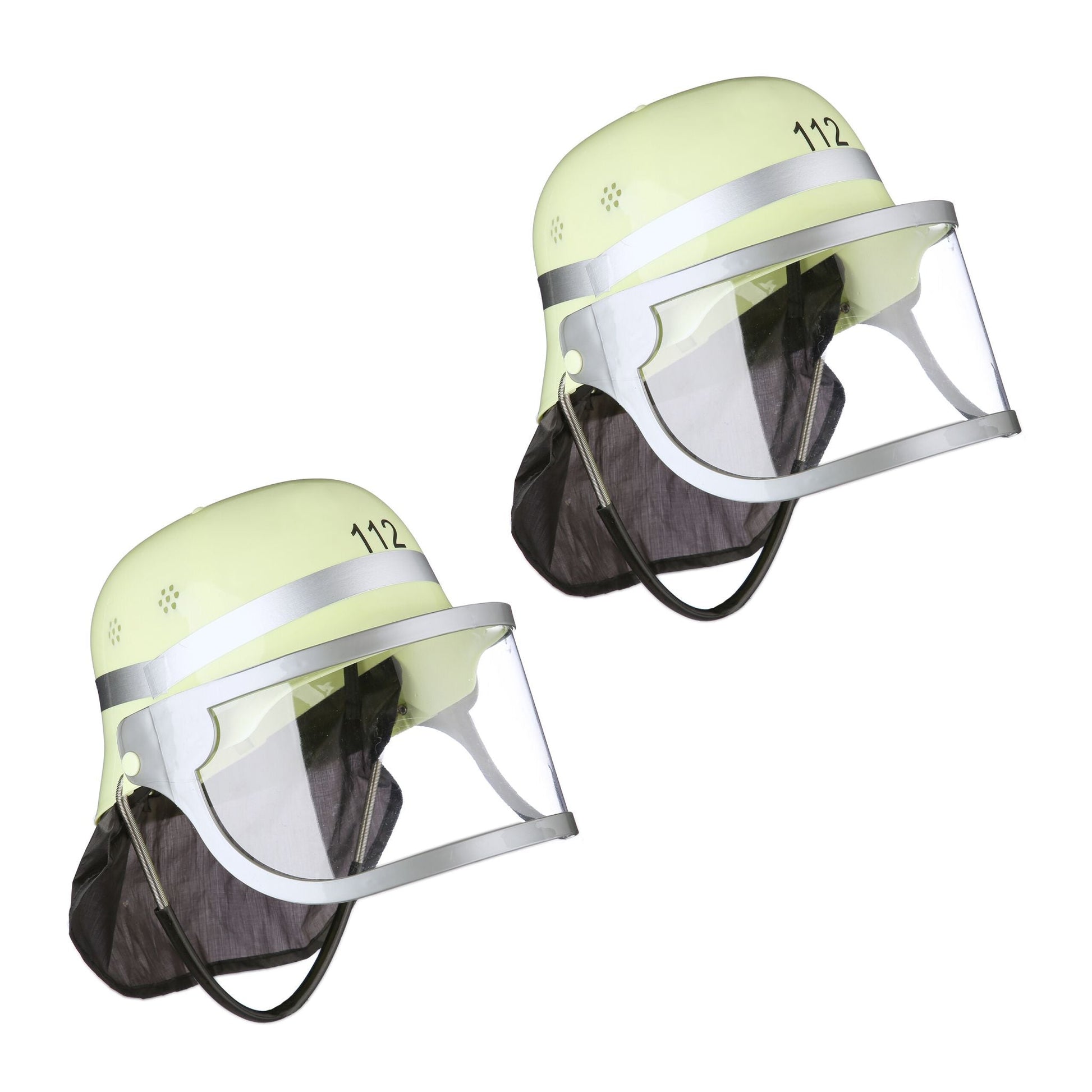 Feuerwehrhelm für Kinder 2er-Set Gelb-Schwarz-Silber von Relaxdays