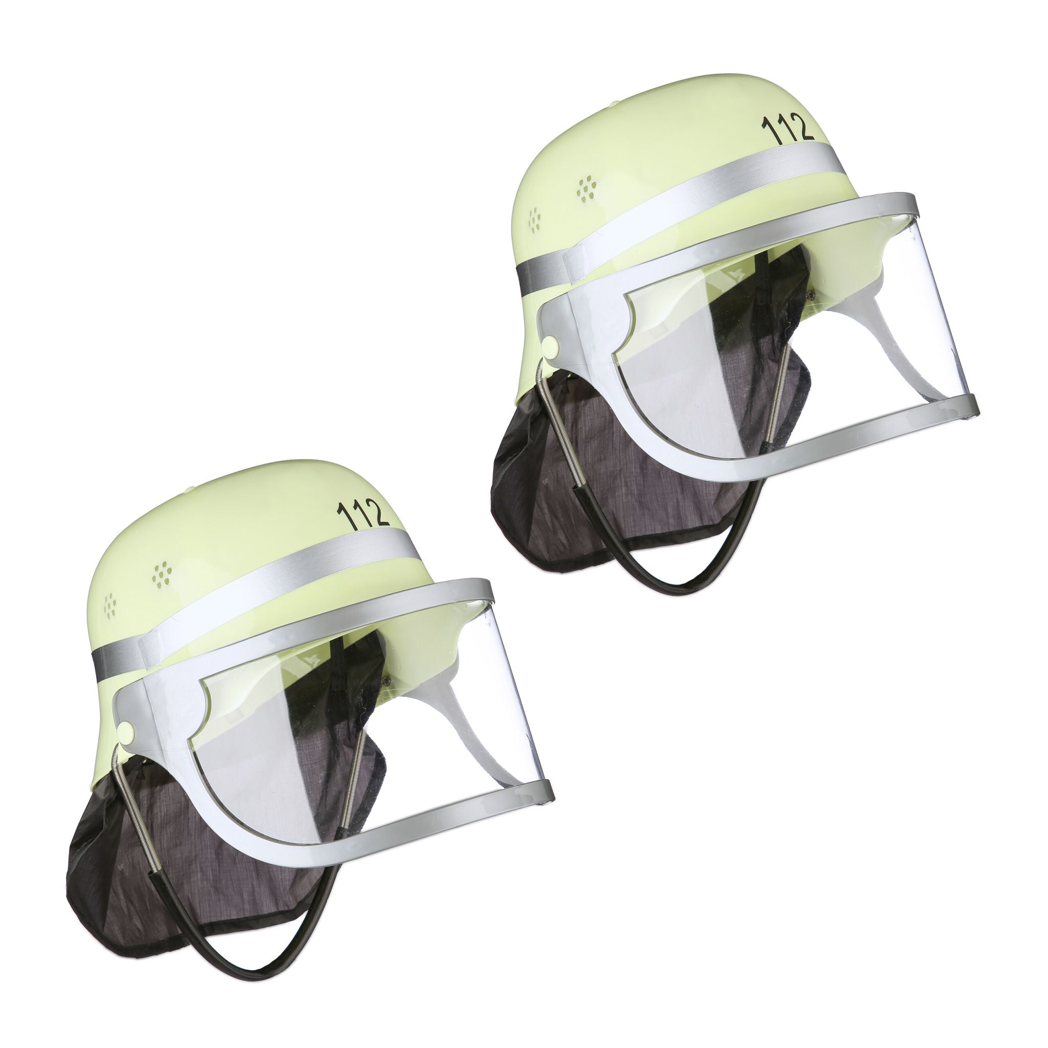 Feuerwehrhelm für Kinder 2er-Set Gelb-Schwarz-Silber von Relaxdays