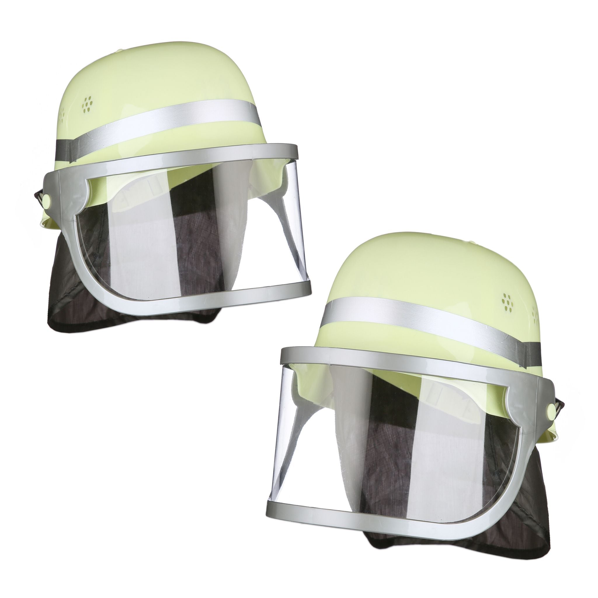 Feuerwehrhelm für Kinder 2er-Set Gelb-Schwarz-Silber von Relaxdays