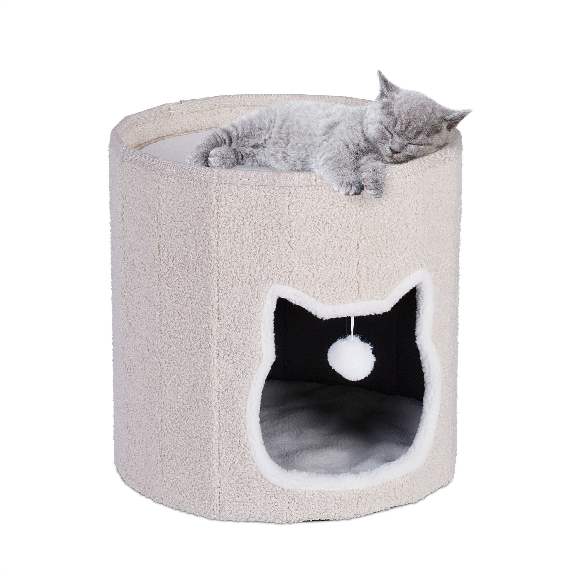 Faltbare Katzenhöhle in Beige Beige-Weiss-Schwarz von Relaxdays