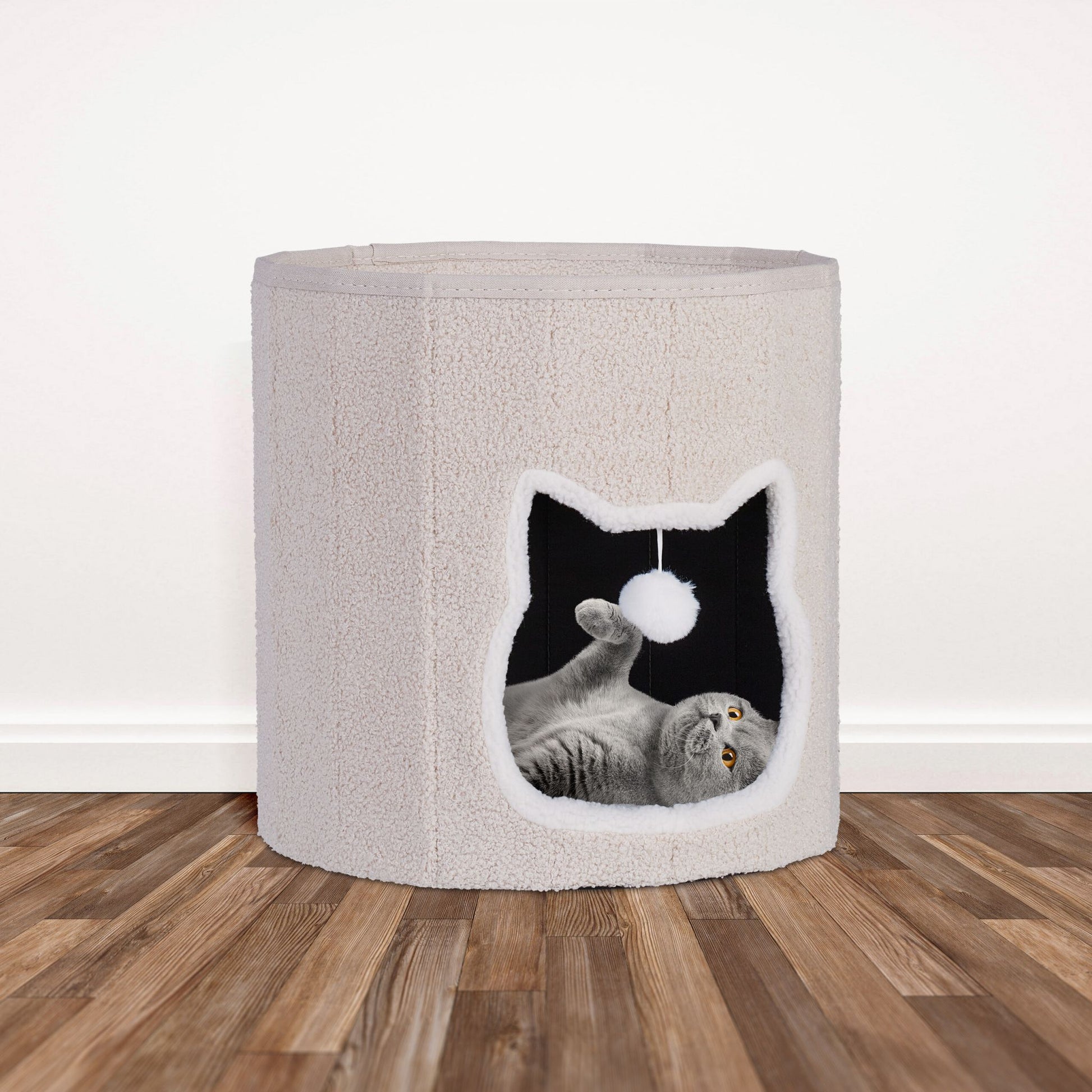 Faltbare Katzenhöhle in Beige Beige-Weiss-Schwarz von Relaxdays