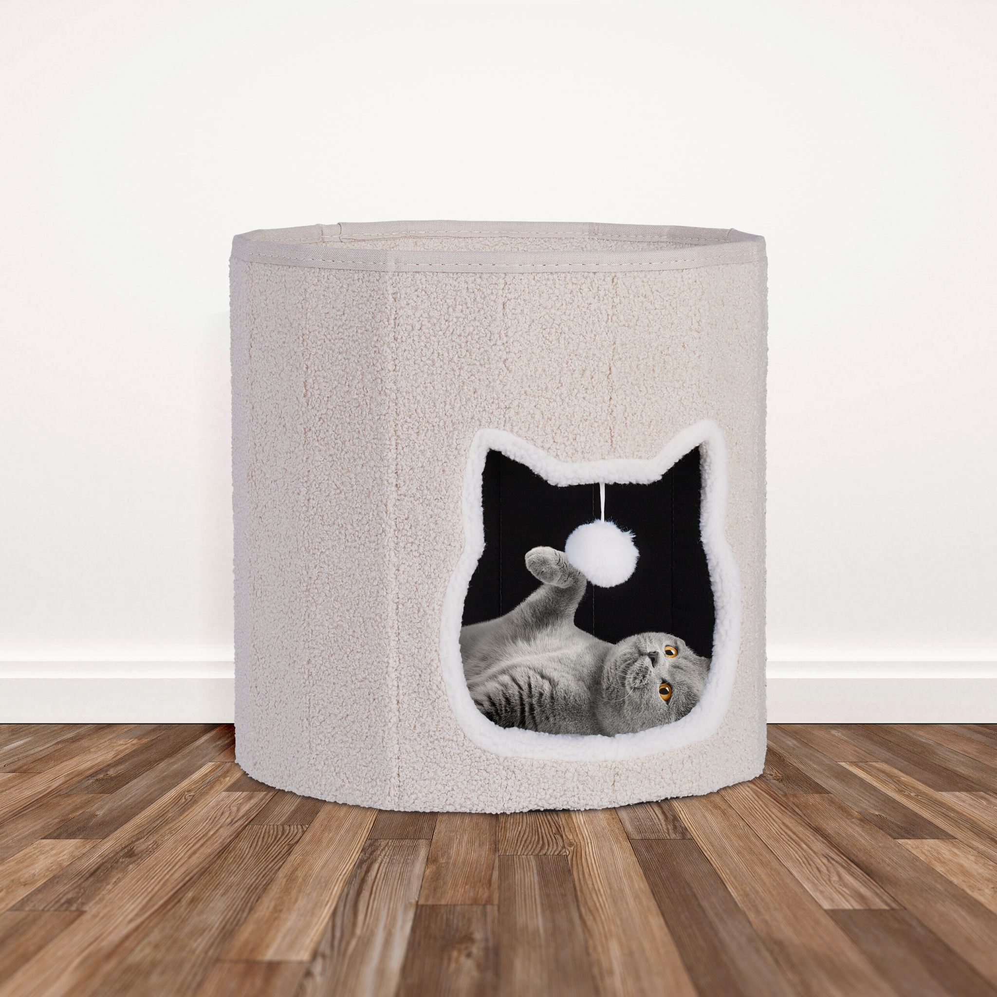 Faltbare Katzenhöhle in Beige Beige-Weiss-Schwarz von Relaxdays
