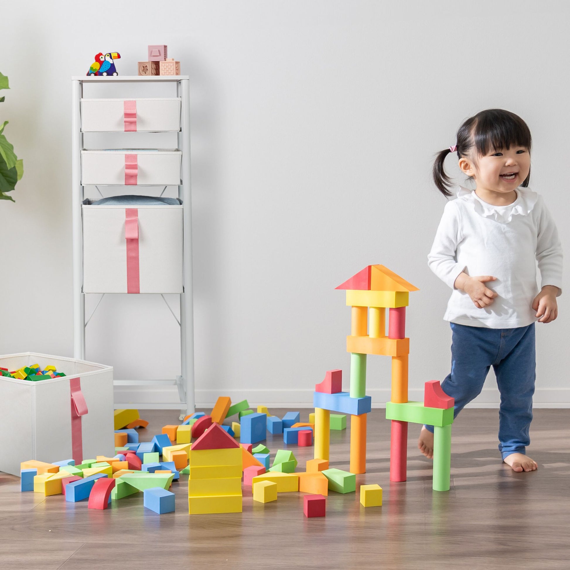 Kommode für Kinder 4 Schubladen Weiss-Creme-Rosa von Relaxdays