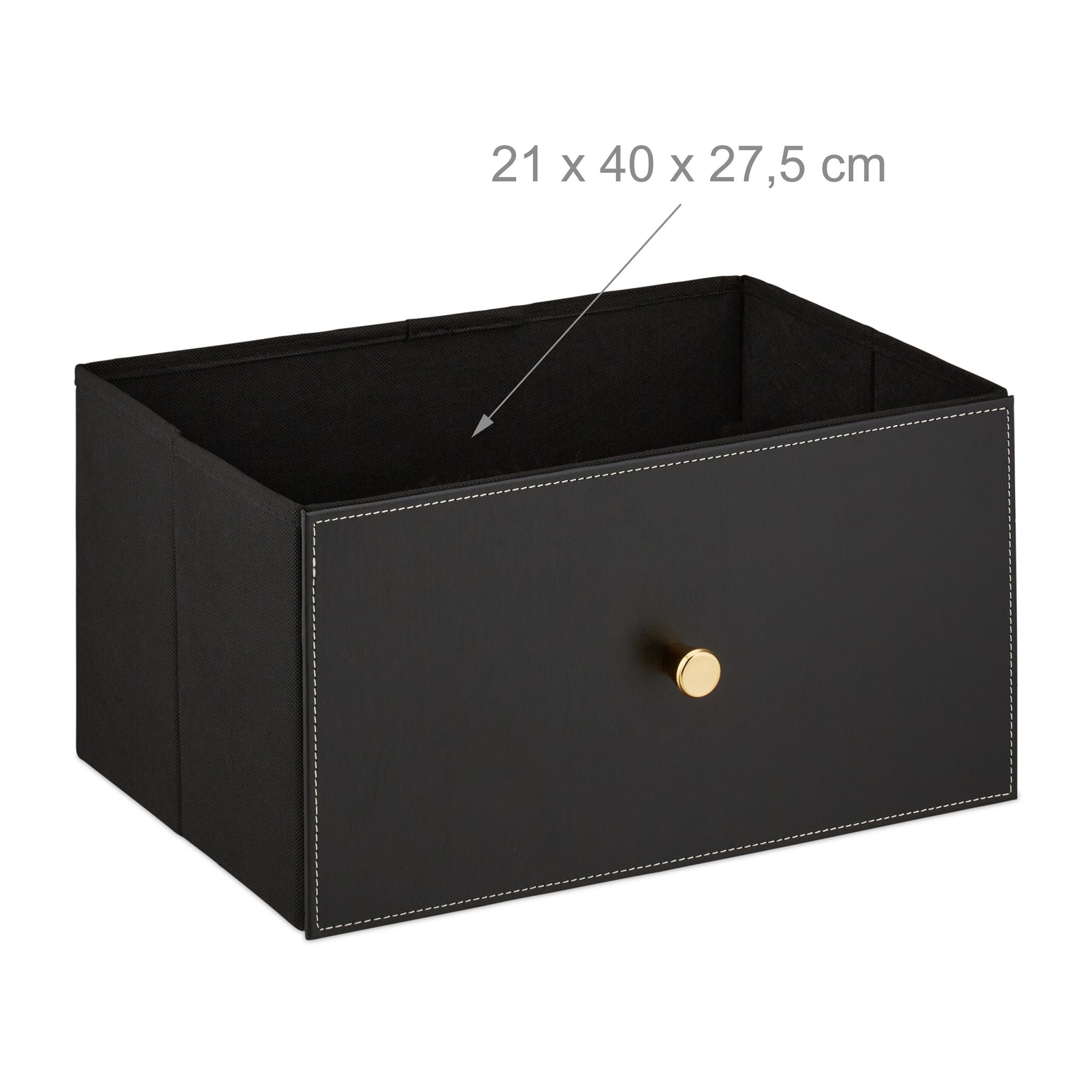 Beistellschrank mit 2 Schubladen Gold-Schwarz von Relaxdays