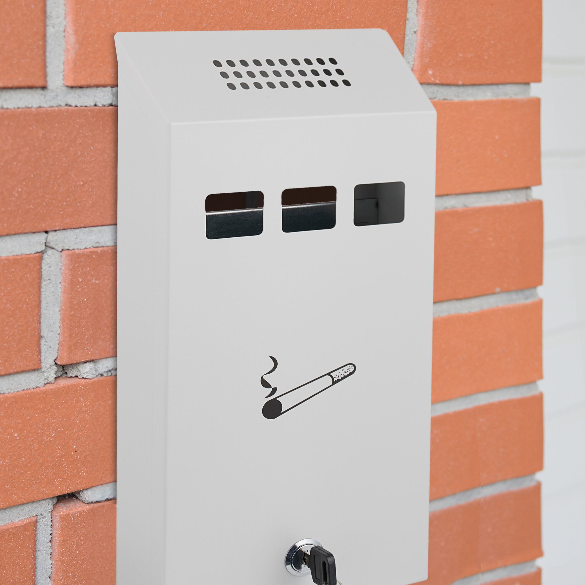 Wandaschenbecher Weiss-Schwarz-Silber von Relaxdays