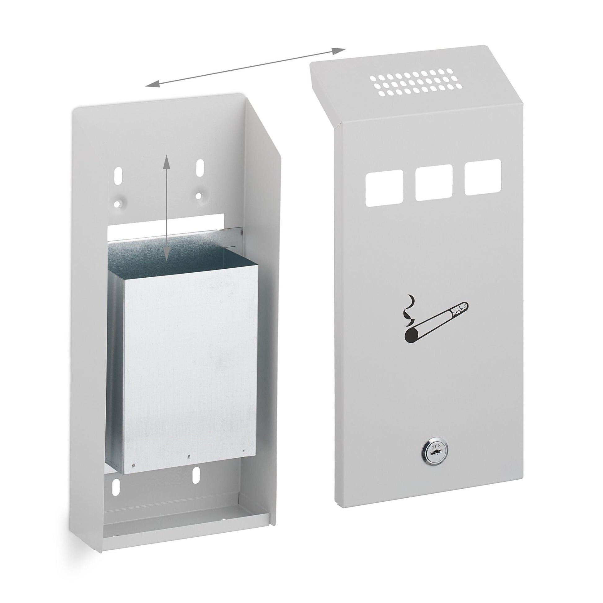 Wandaschenbecher Weiss-Schwarz-Silber von Relaxdays