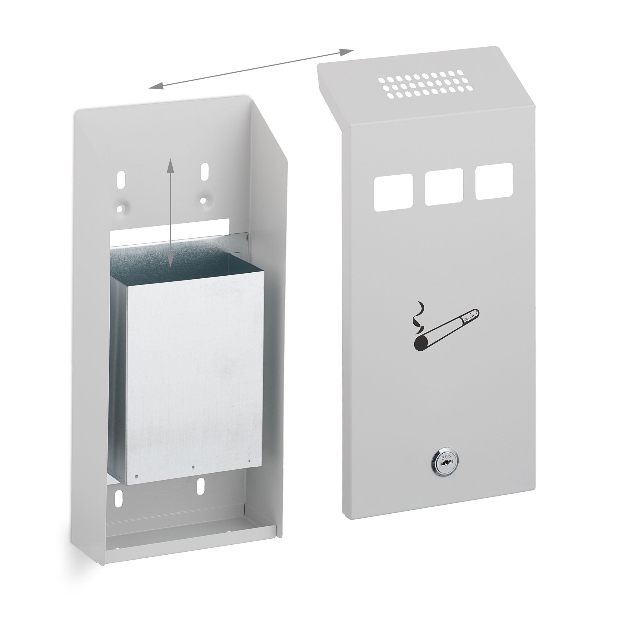 Wandaschenbecher Weiss-Schwarz-Silber von Relaxdays