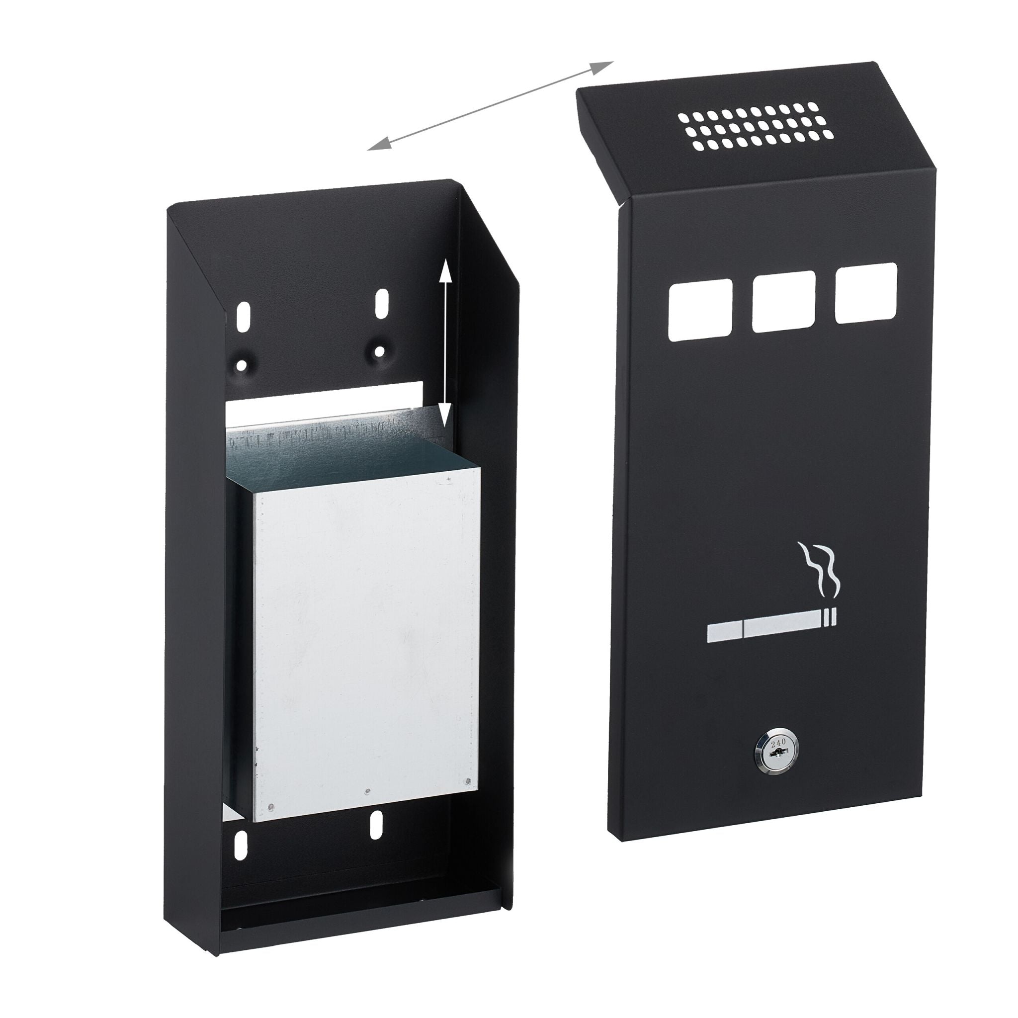Wandaschenbecher Weiss-Schwarz-Silber von Relaxdays