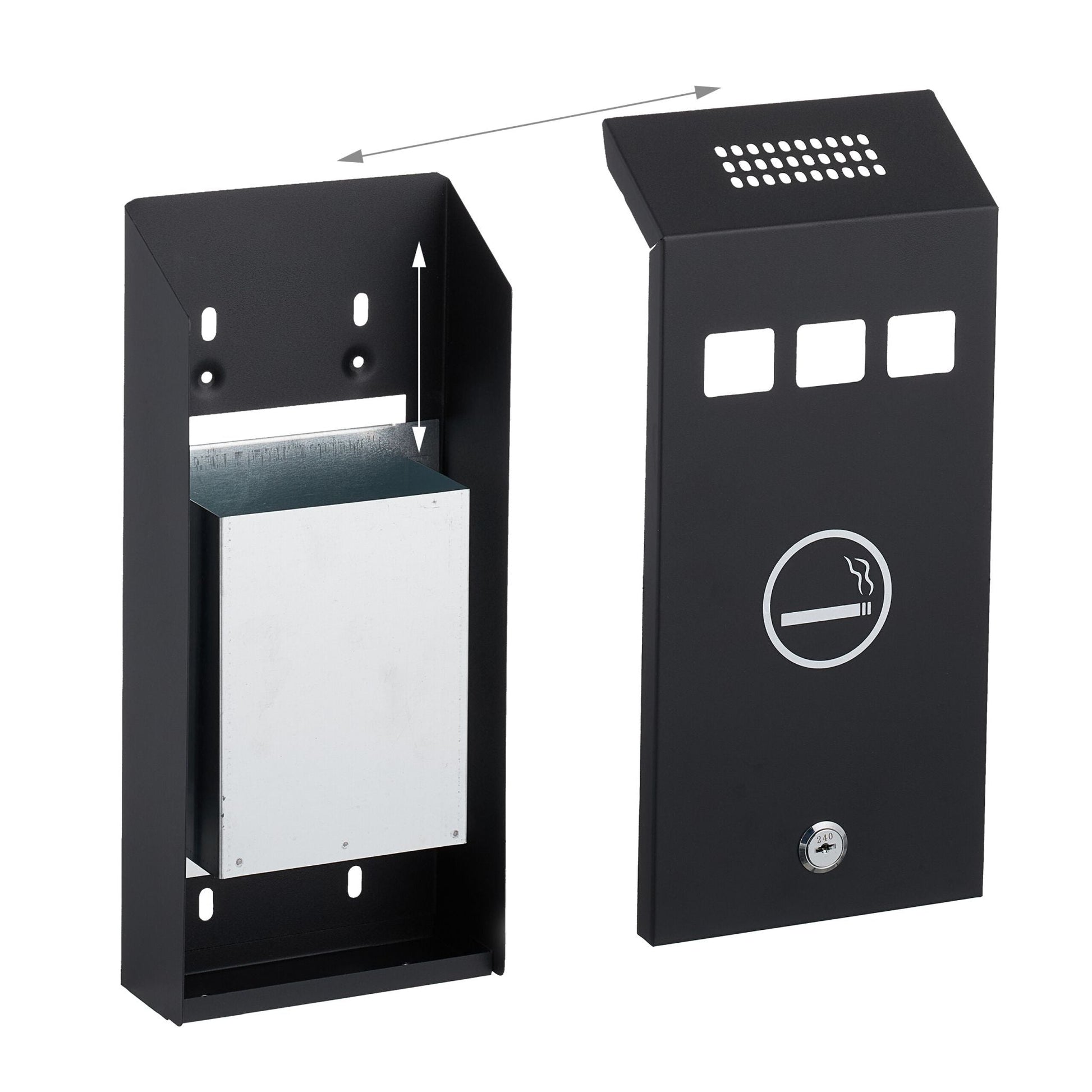 Wandaschenbecher Weiss-Schwarz-Silber von Relaxdays