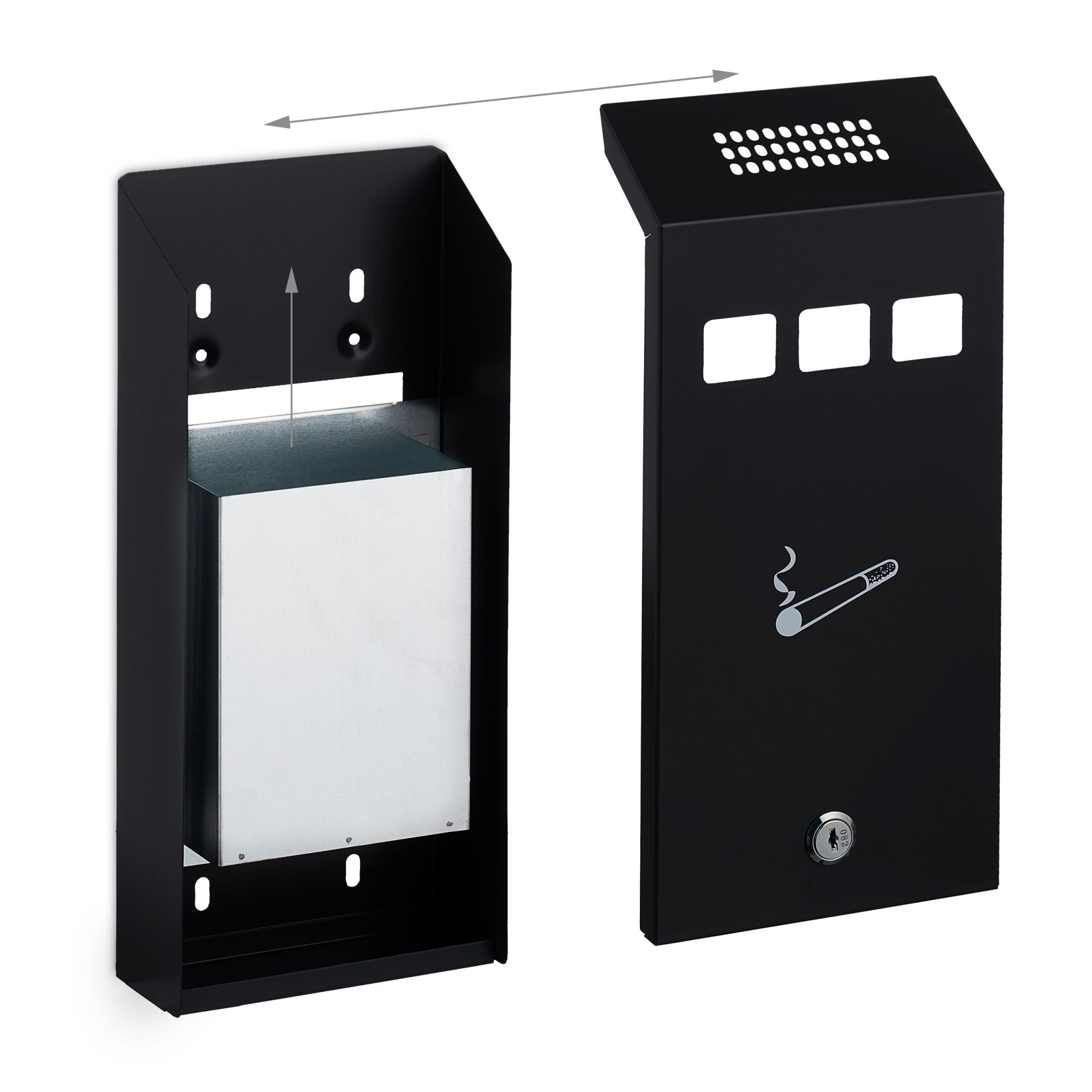Wandaschenbecher Weiss-Schwarz-Silber von Relaxdays