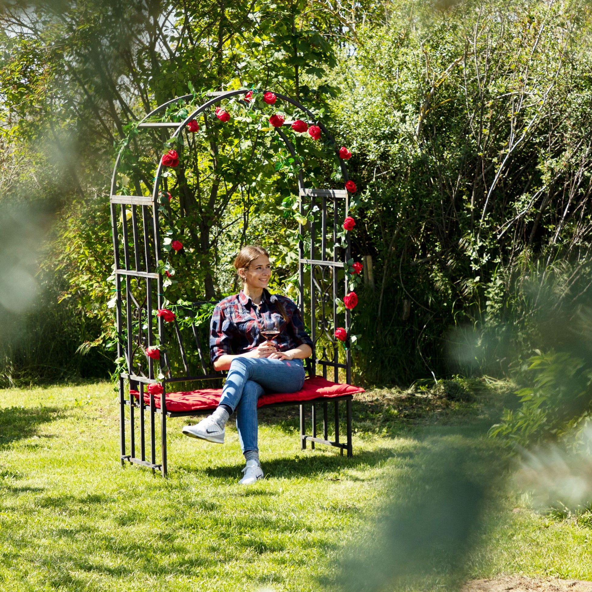 Bodenanker für Rosenbogen 6er-Set Schwarz von Relaxdays