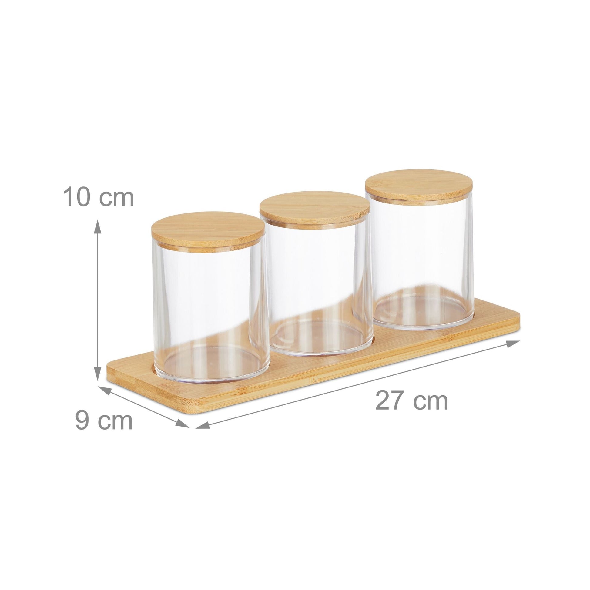 Wattestäbchenbehälter mit Tablett Hellbraun-Transparent von Relaxdays