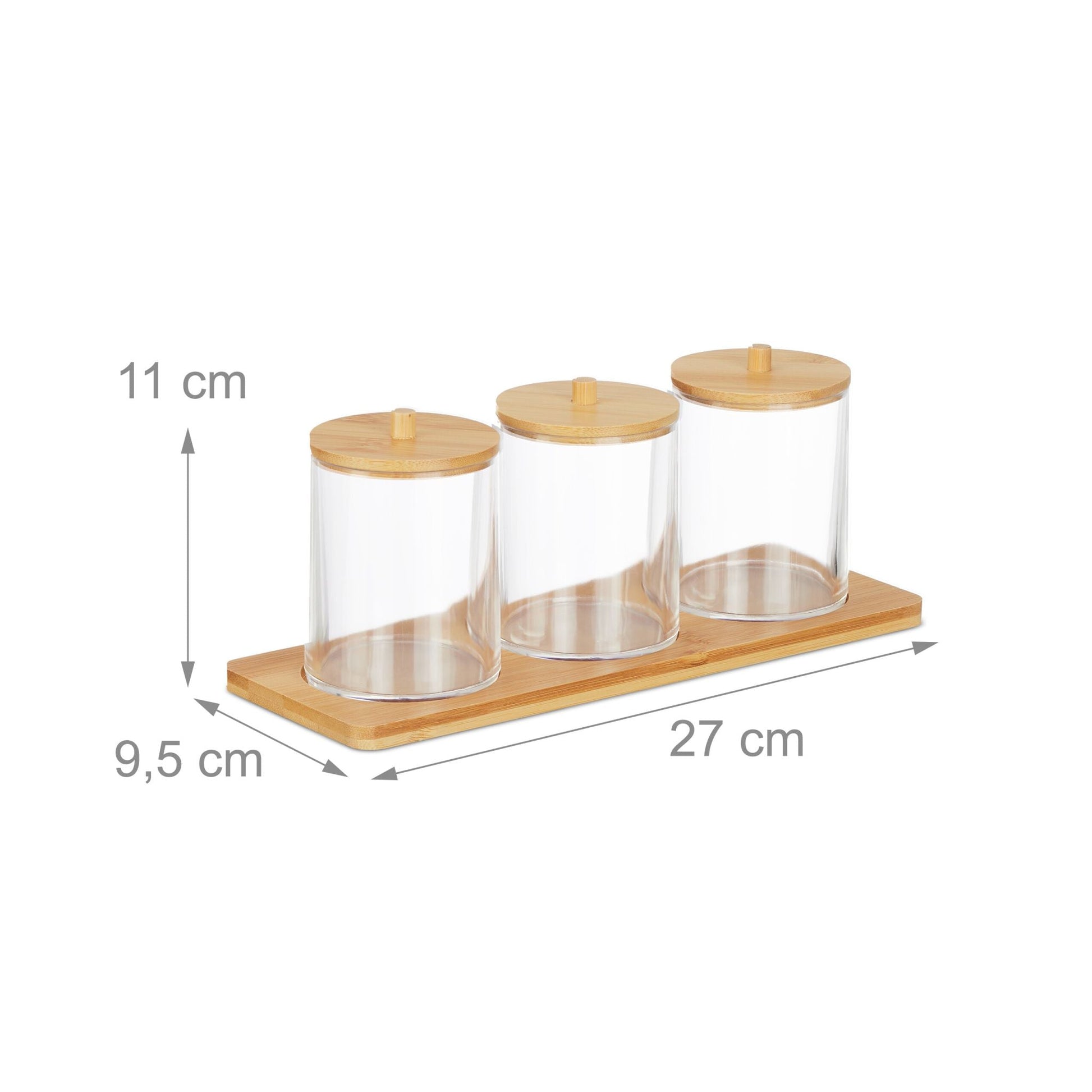 Wattestäbchenbehälter mit Tablett Hellbraun-Transparent von Relaxdays